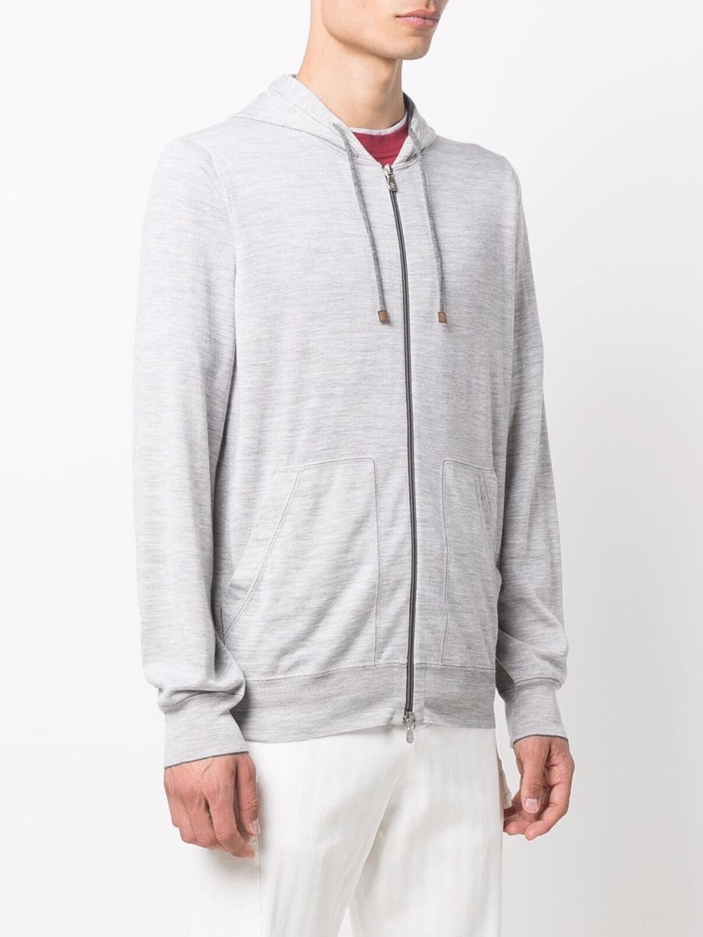 zip-up wool hoodie - 3