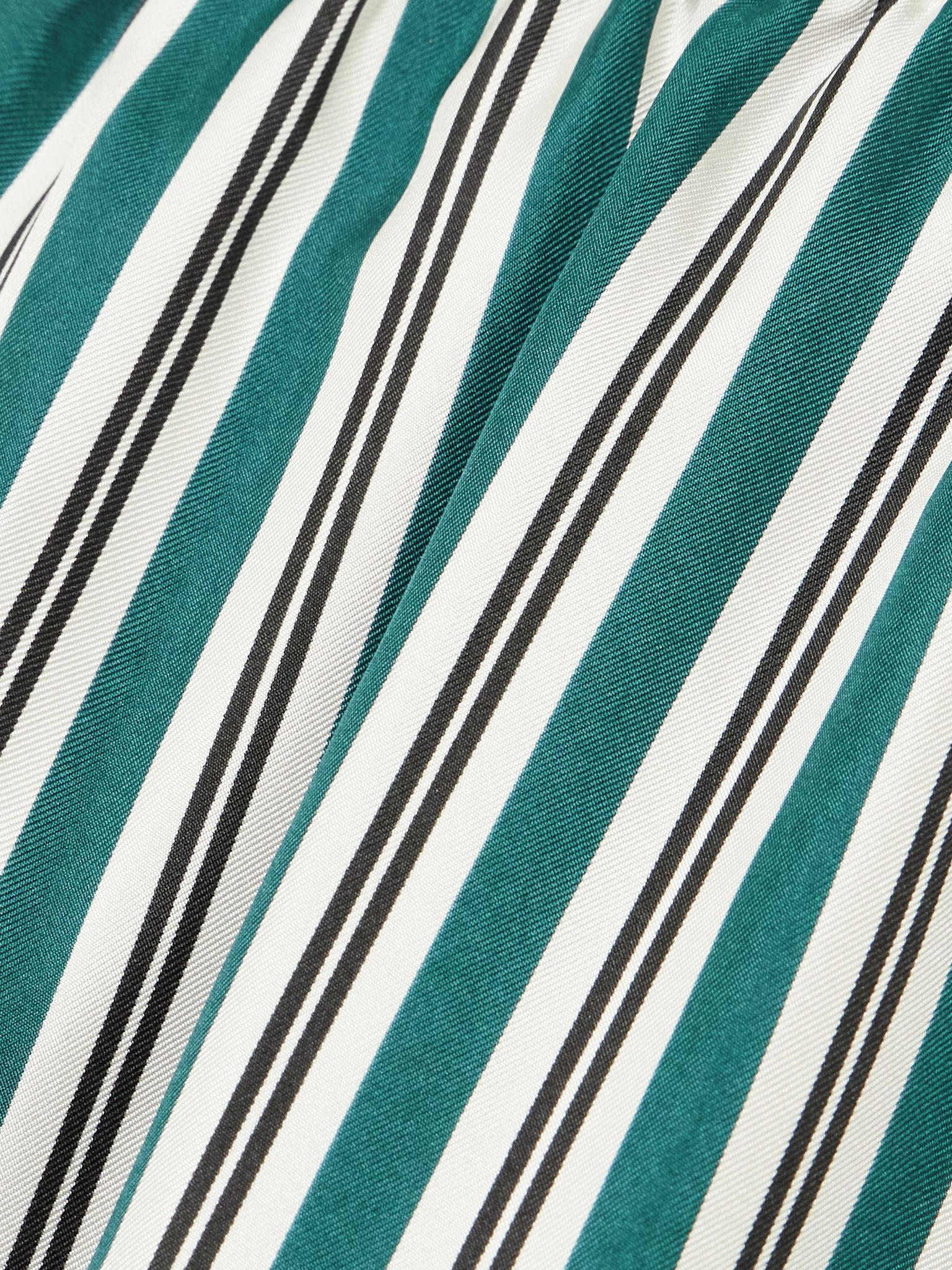 Ladino striped silk-twill wide-leg pants Dark green - 4