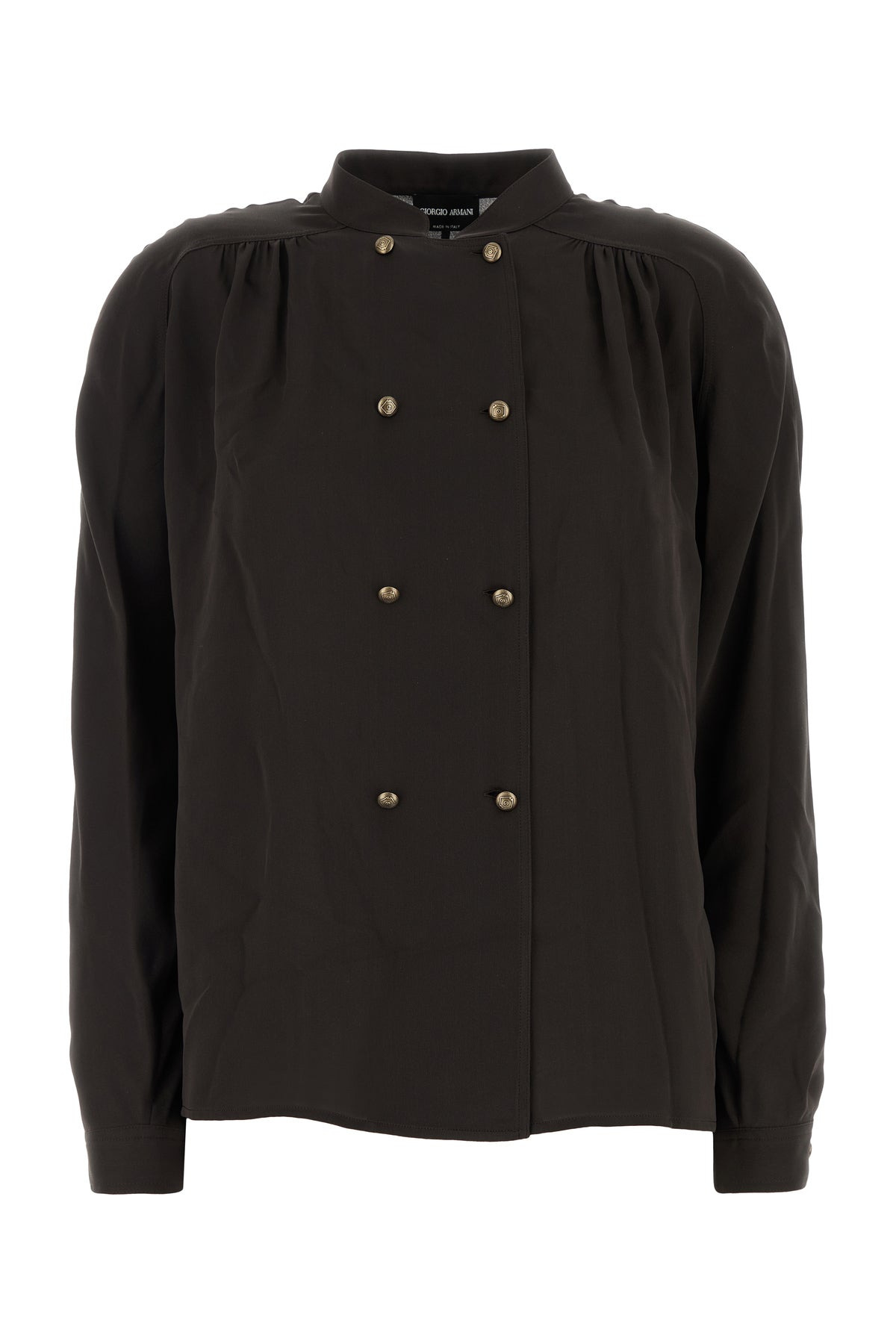 Dark brown silk shirt - 1