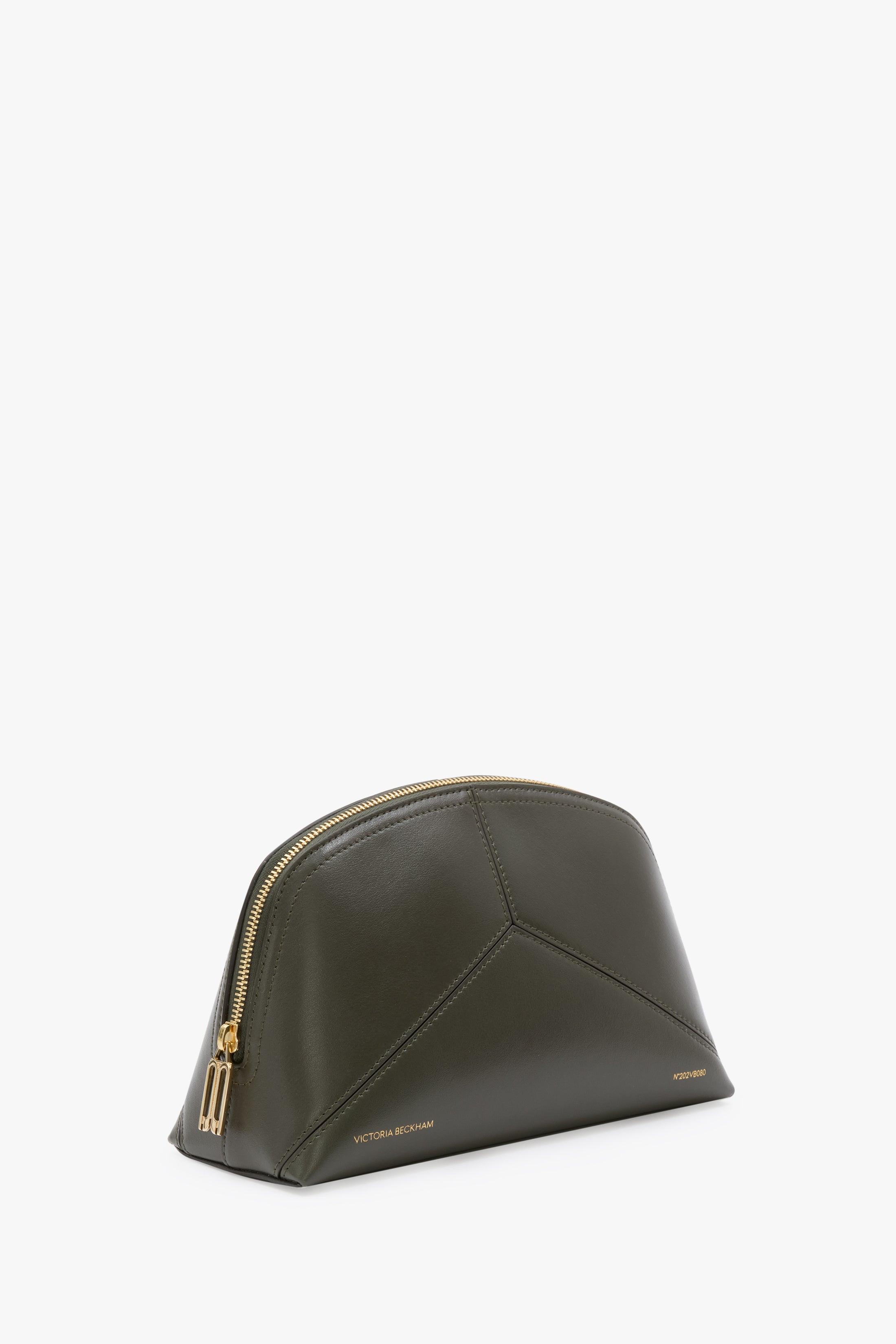 Victoria Large Travel Pouch In Dark Olive Smooth Leather - 2