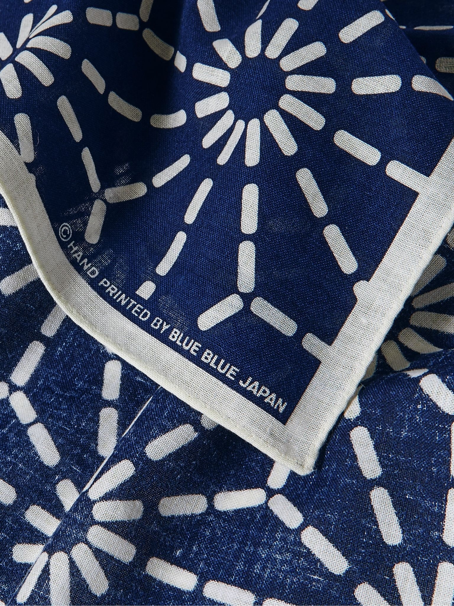 Printed Indigo-Dyed Cotton Pocket Square - 3