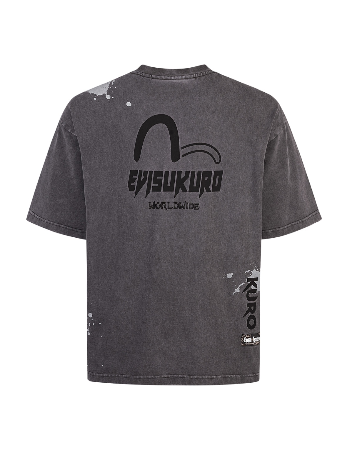 Washed Logo Embroidery and Print Loose Fit T-shirt - 16