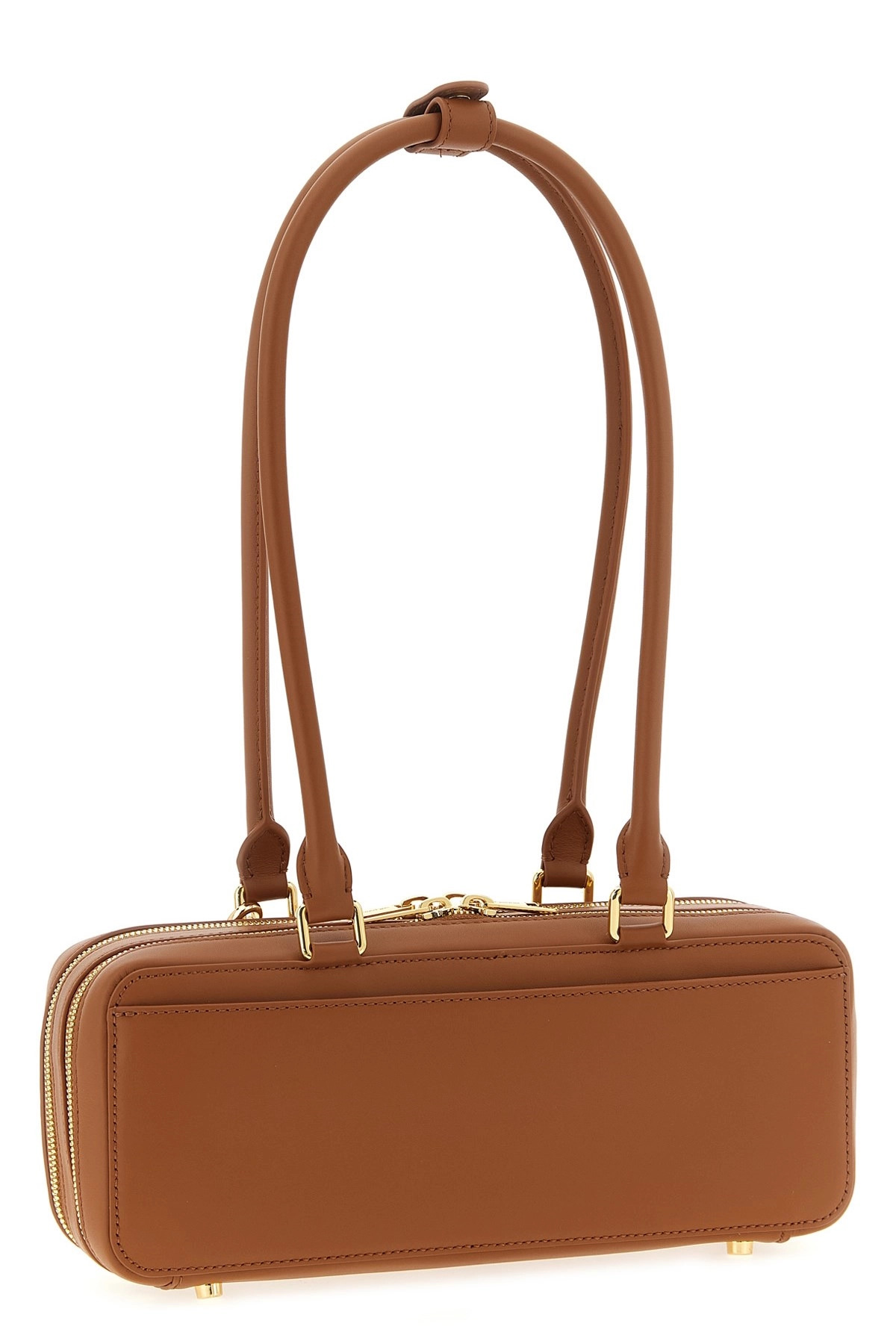 'Tan leather baguette with charm' shoulder bag - 3