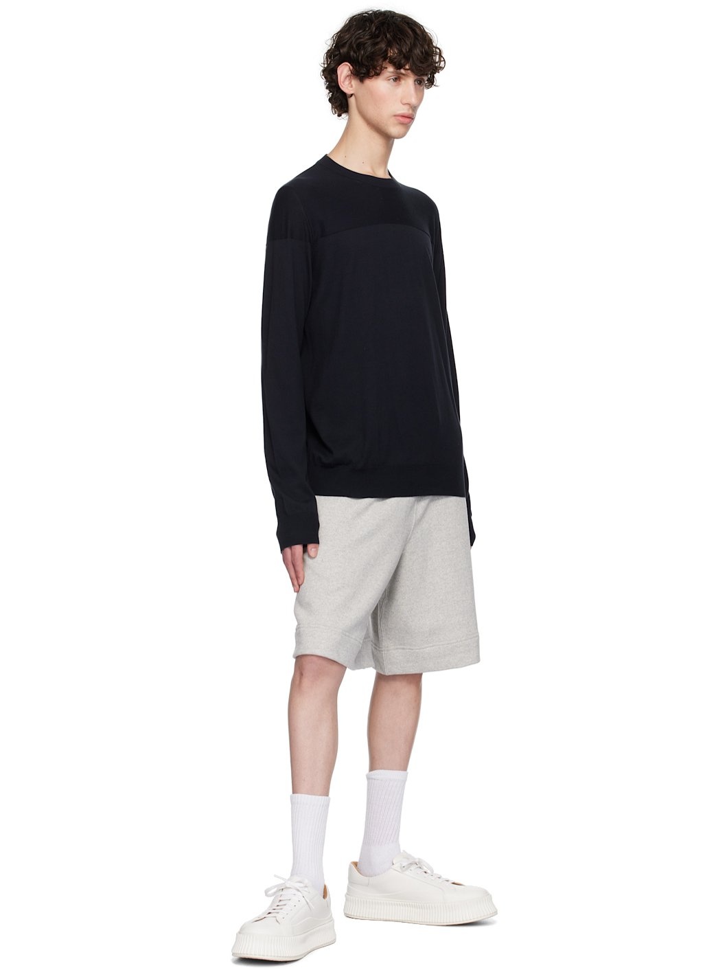 Navy Crewneck Long Sleeve T-Shirt - 4