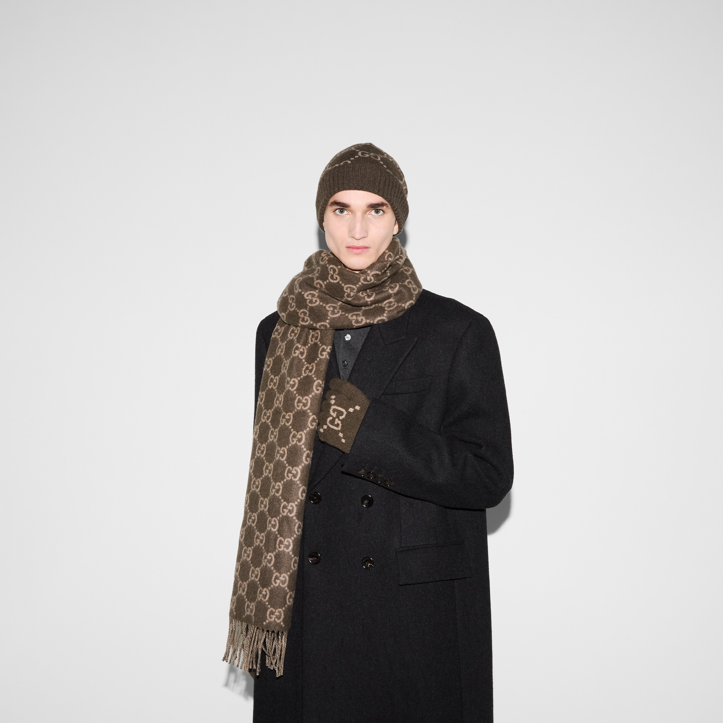 GG cashmere jacquard gloves - 3