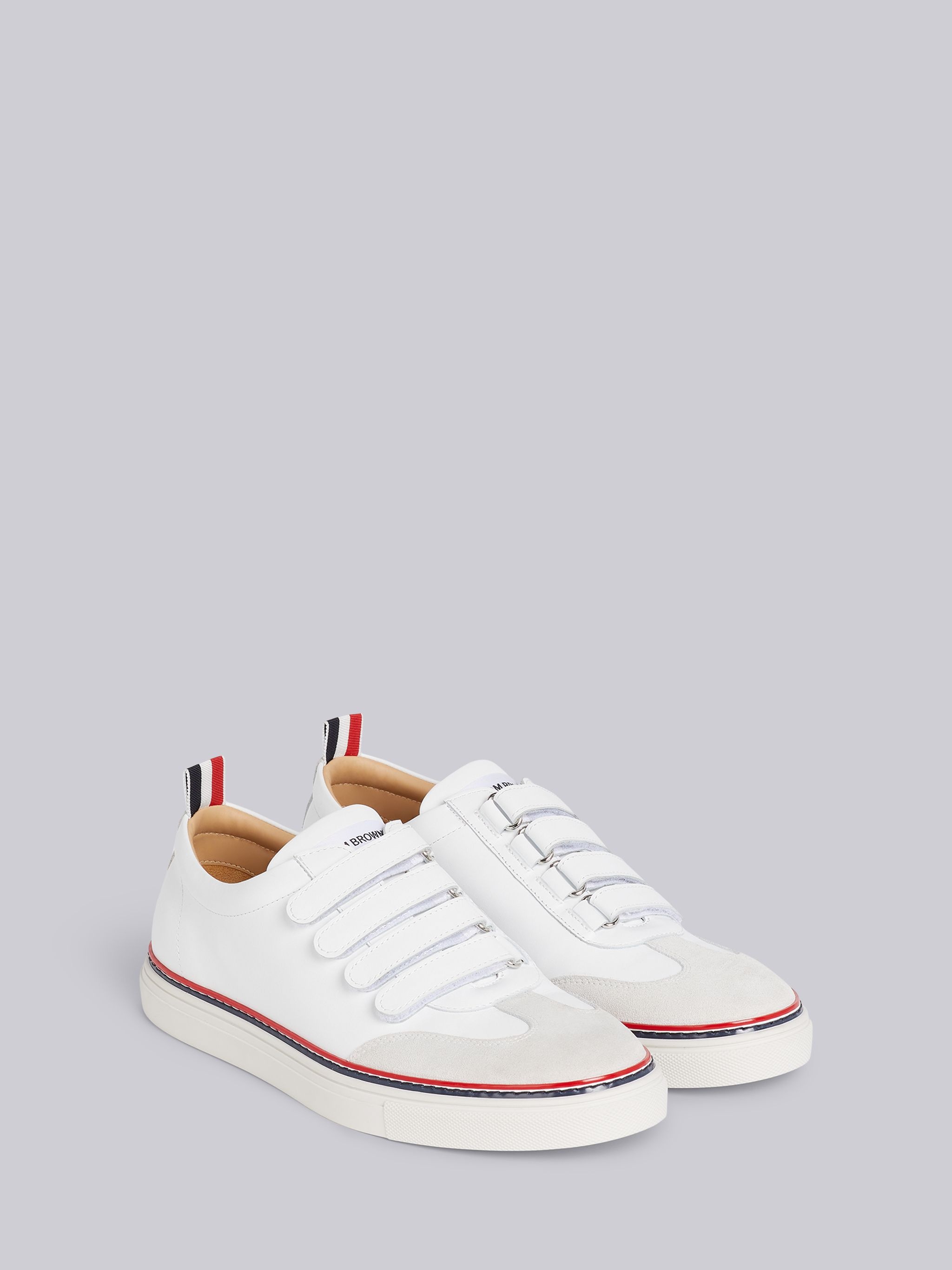 White Vitello Calfskin Velcro Low-top Trainer - 2