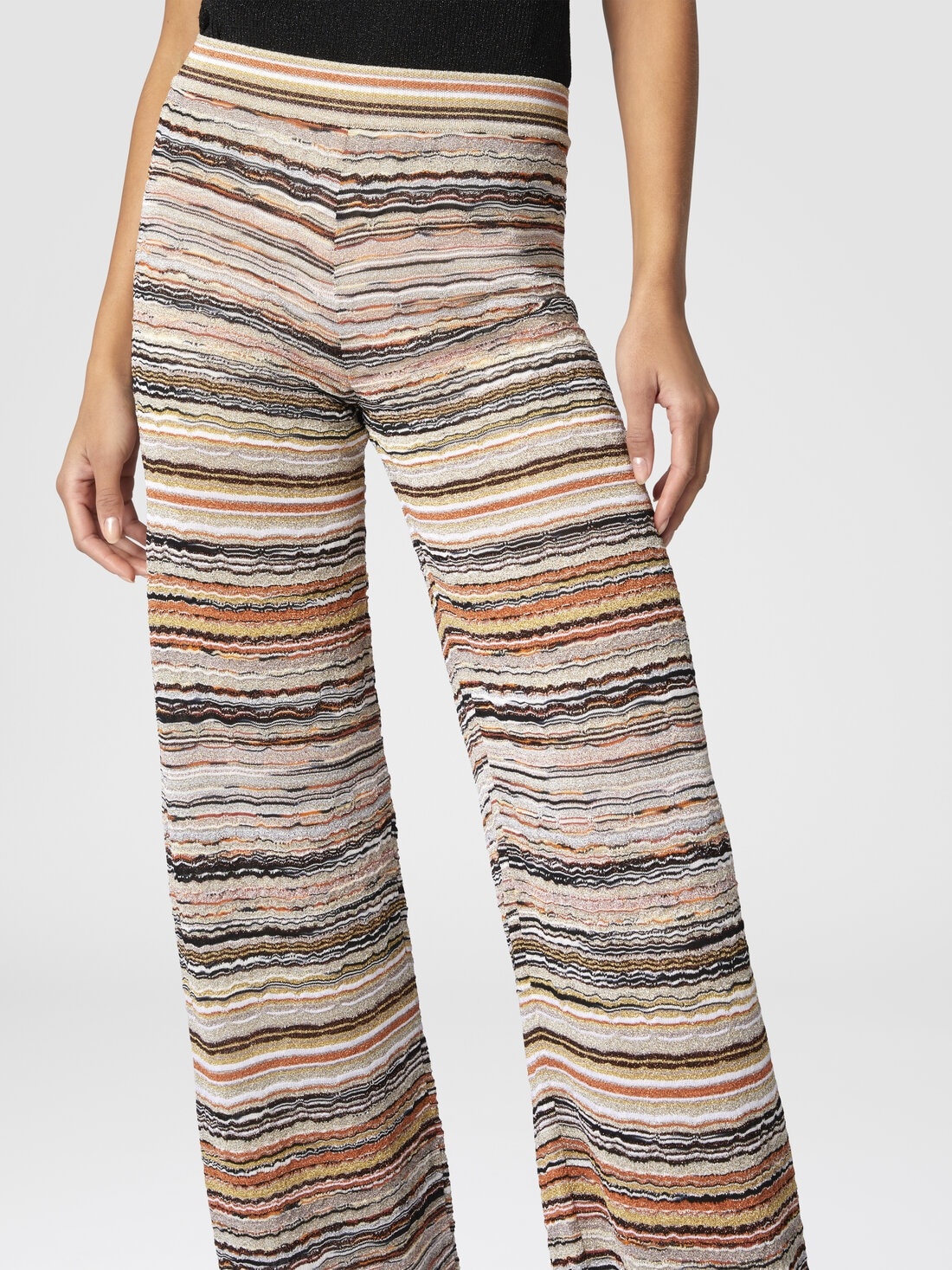 Straight trousers in lamé viscose embossed with wave pattern - 5