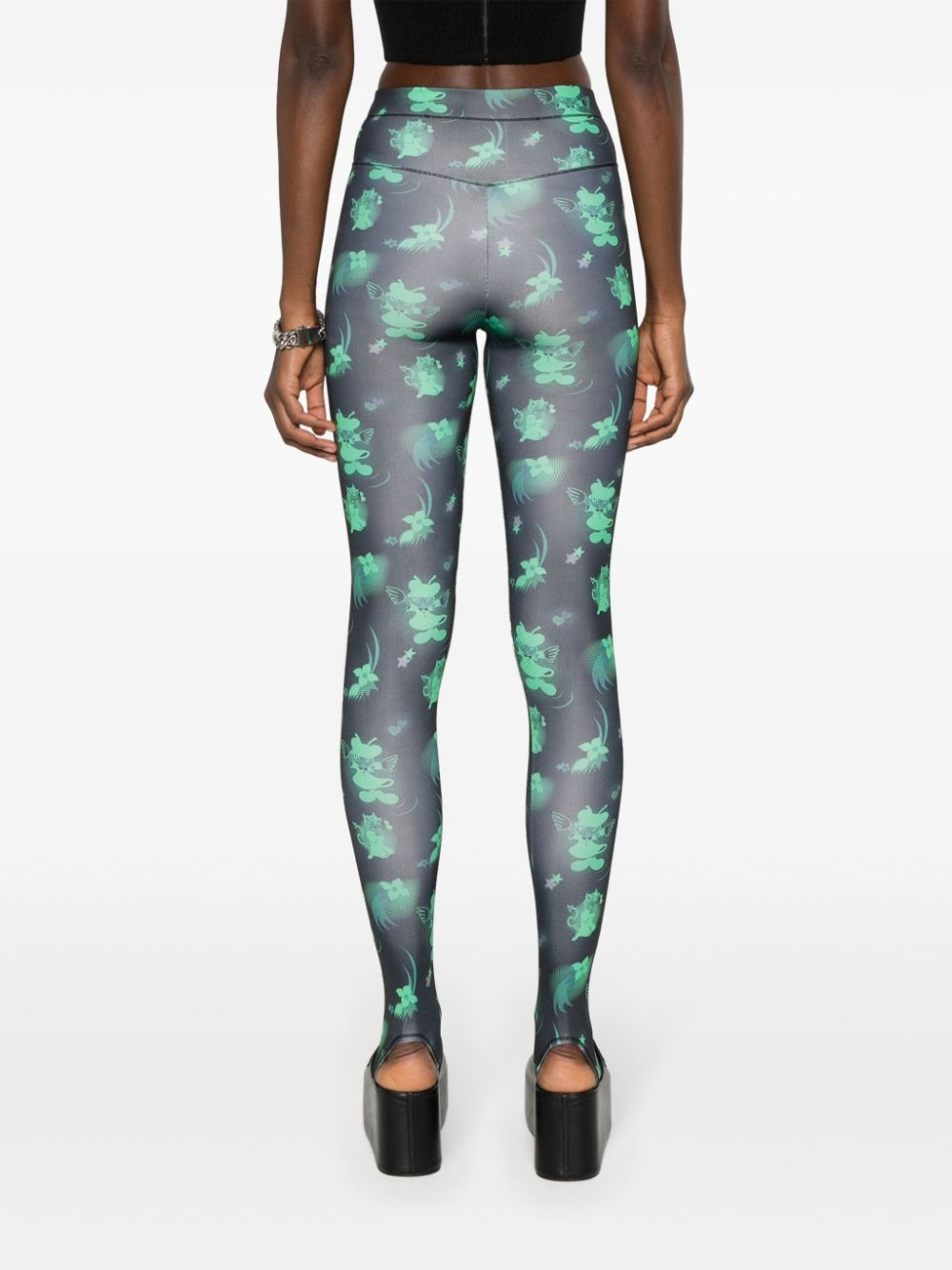 Neon cartoon-print leggings - 4