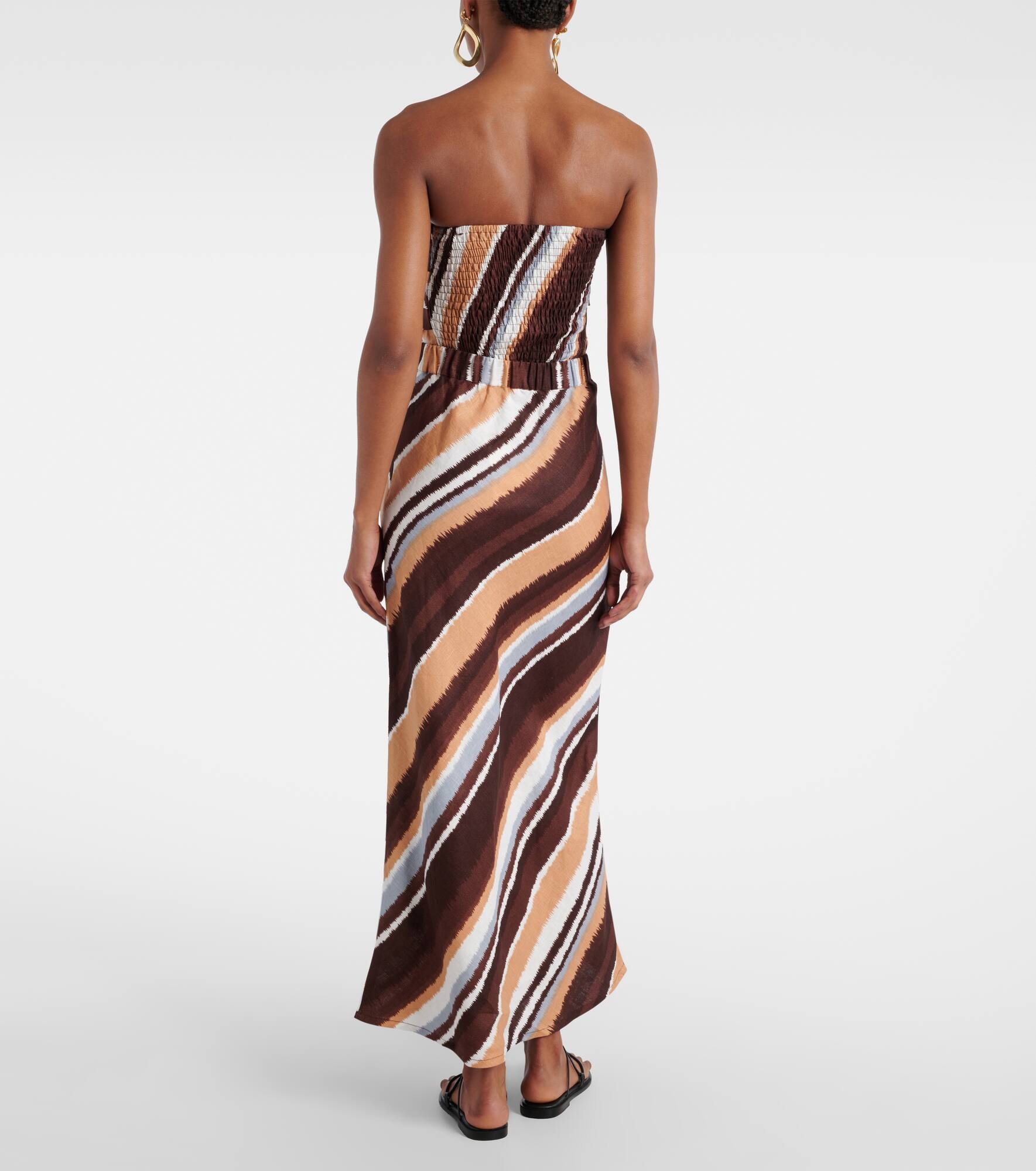 Dalicenca striped linen maxi skirt - 3