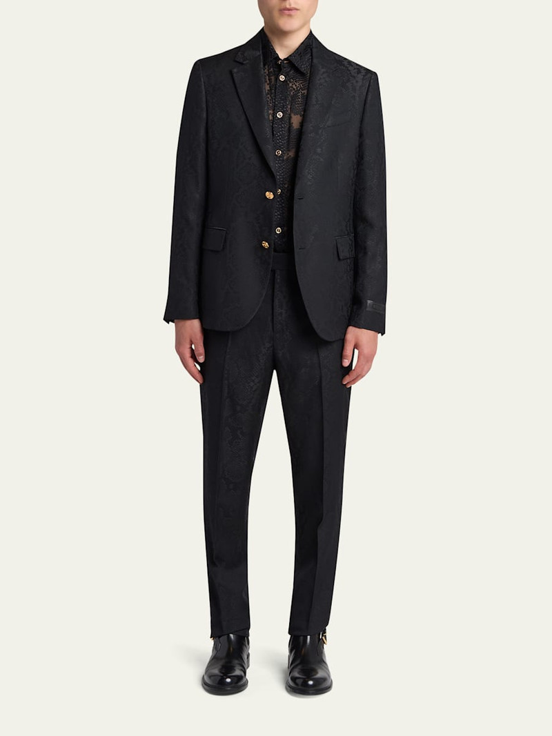 VERSACE Men's Python Jacquard Formal Pants outlook