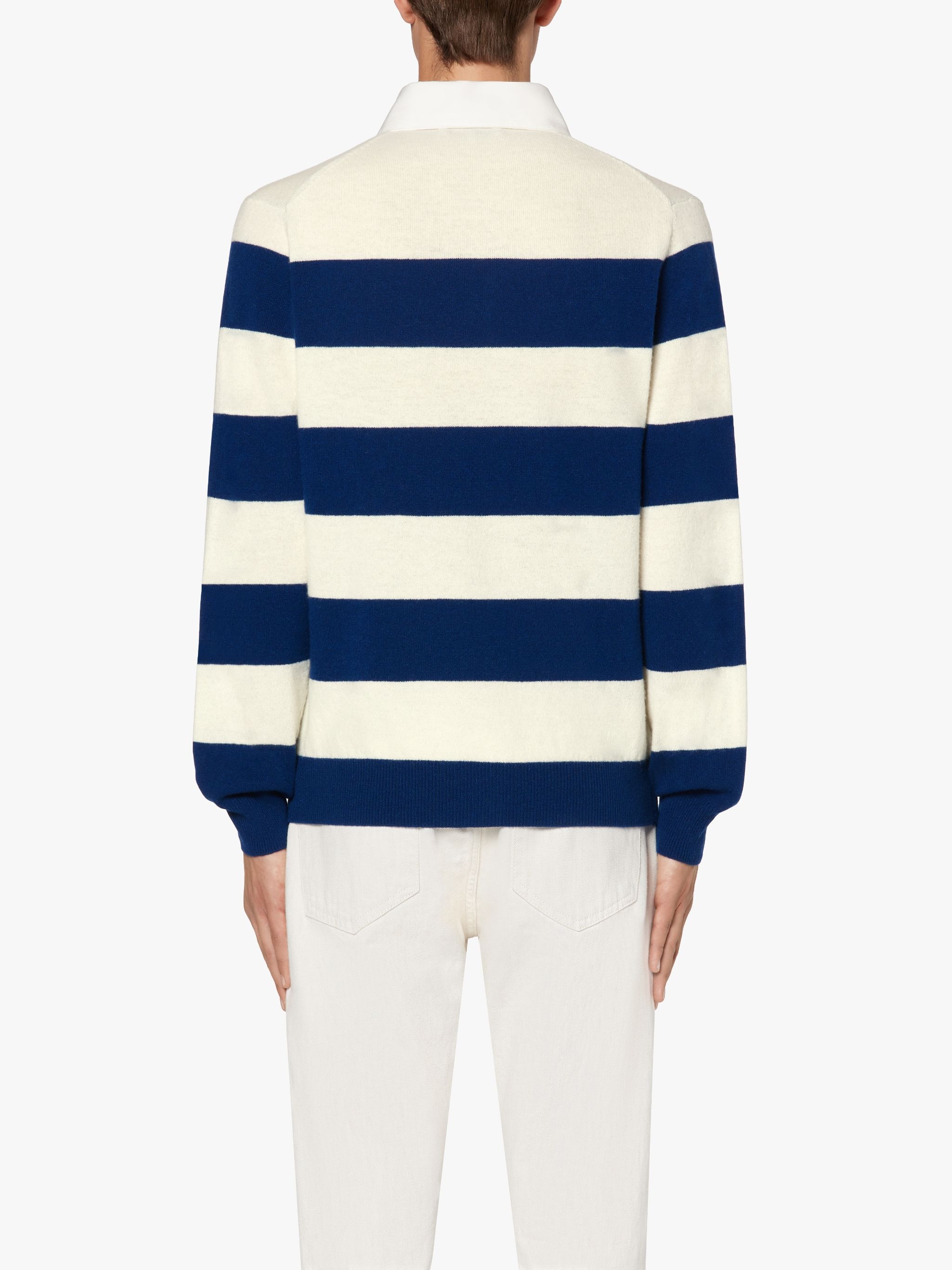 BLUE WOOL KNITTED RUGBY SHIRT | GKM-202 - 4