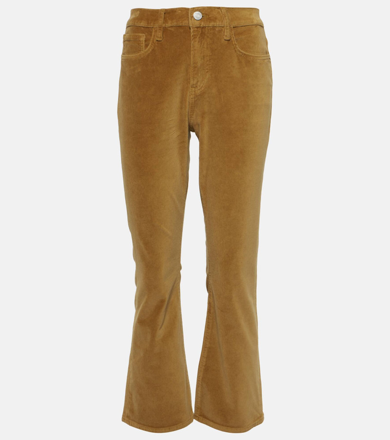 High-rise velvet-trimmed bootcut jeans - 1
