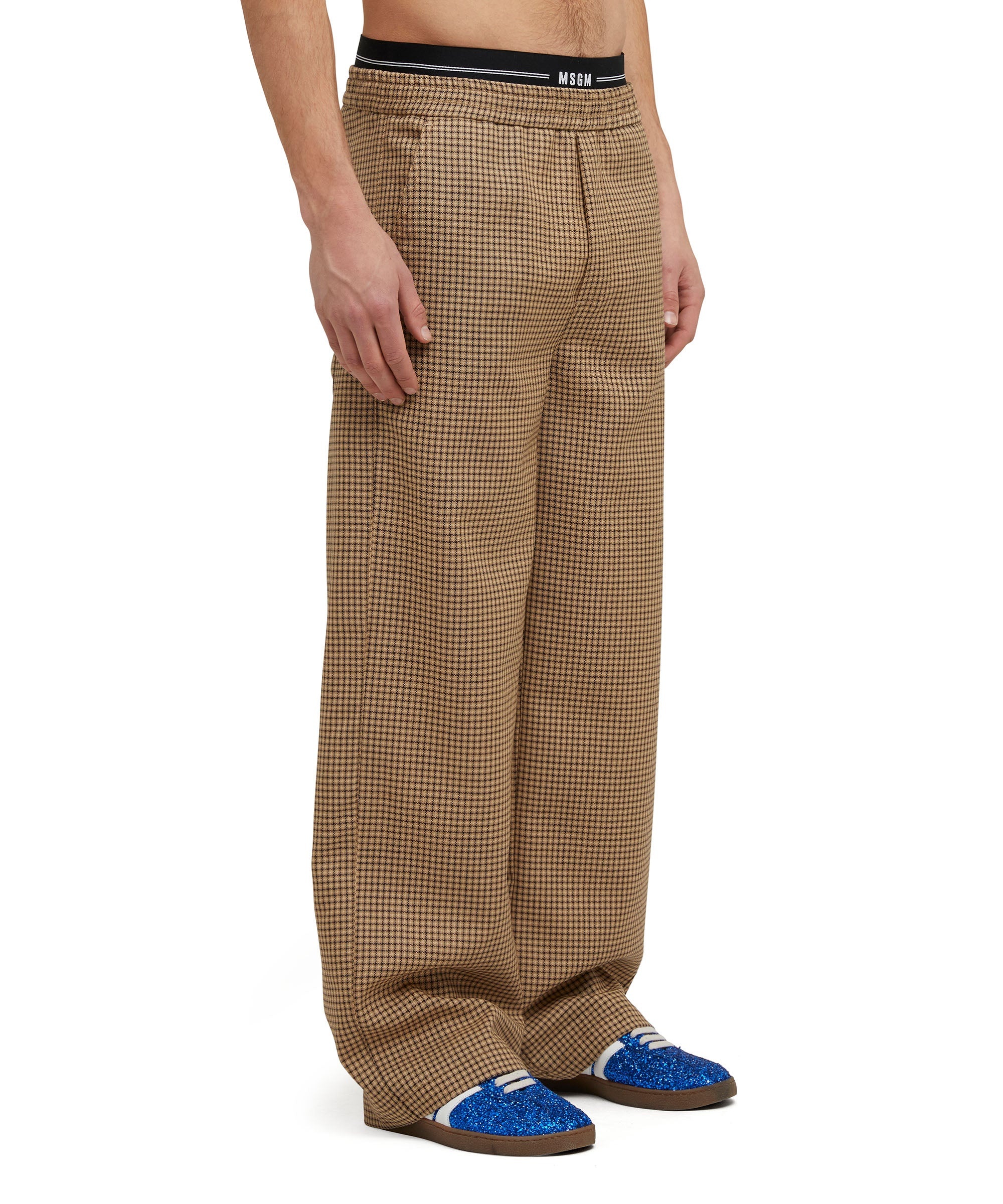 Double pleated wool trousers with "Micro Check Wool" motif - 4