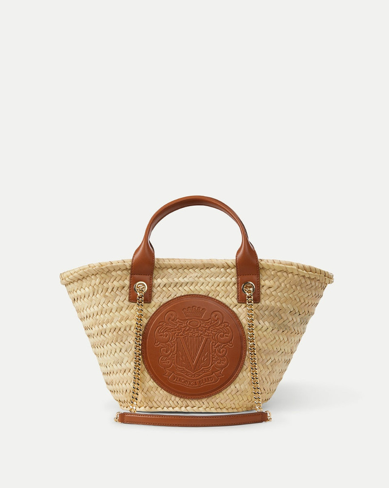 SMALL RAFFIA CREST MARKET TOTE 1