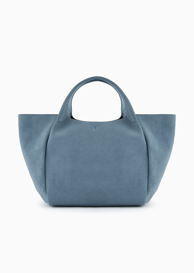 Split cowhide shopper bag with logo charm 3