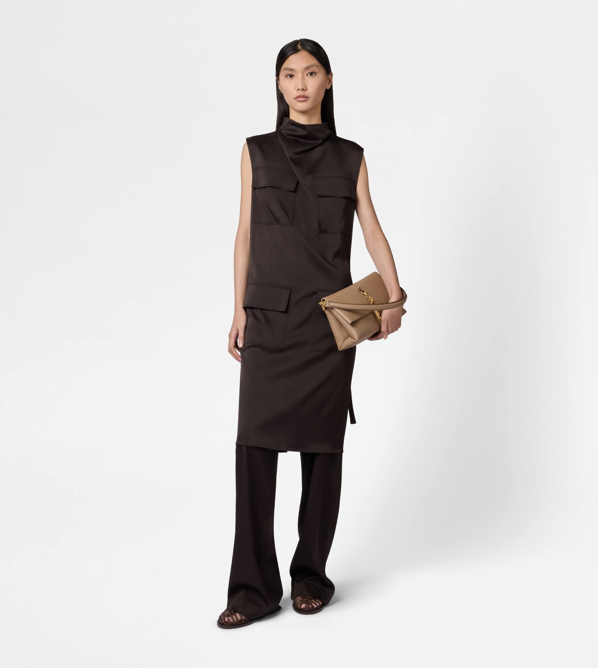 DRESS IN VISCOSE - BROWN - 2