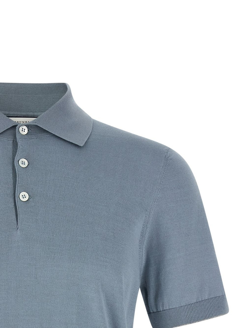 contrasting-piping cotton polo shirt 3