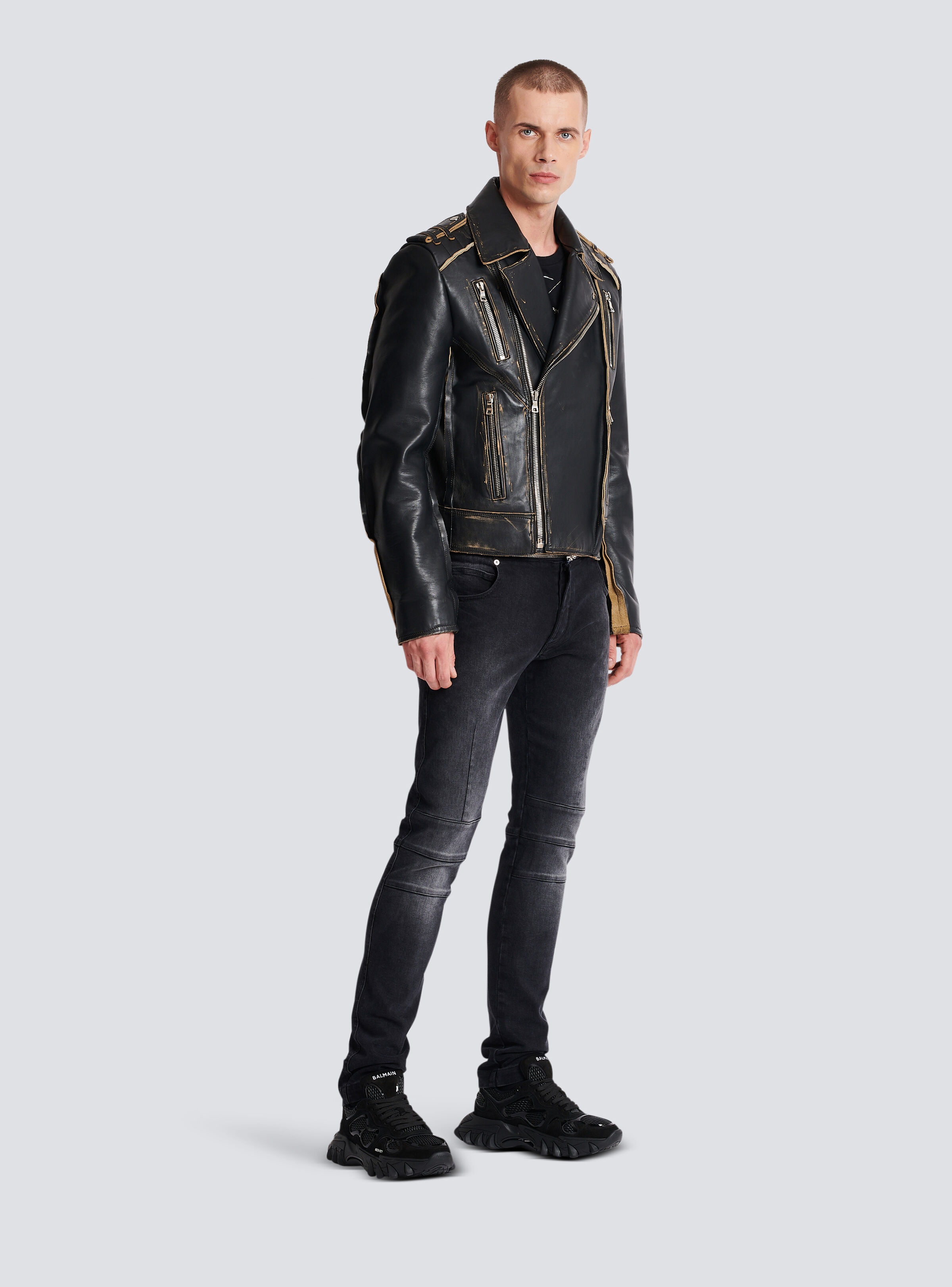 Deconstructed leather biker jacket - 3