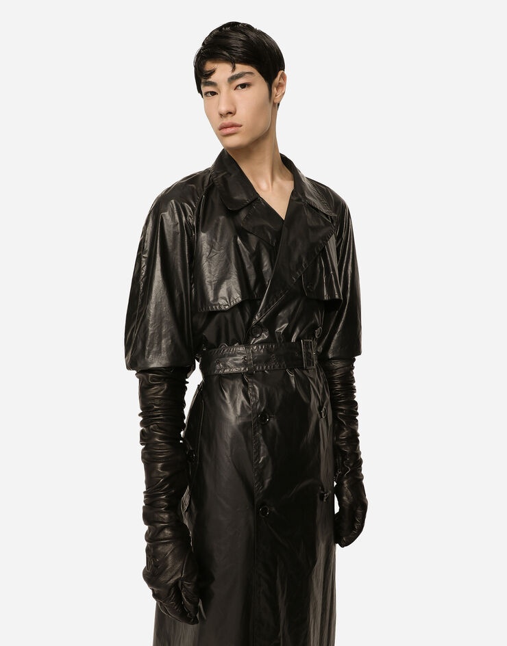 Coated nylon double-breasted trench coat - 4