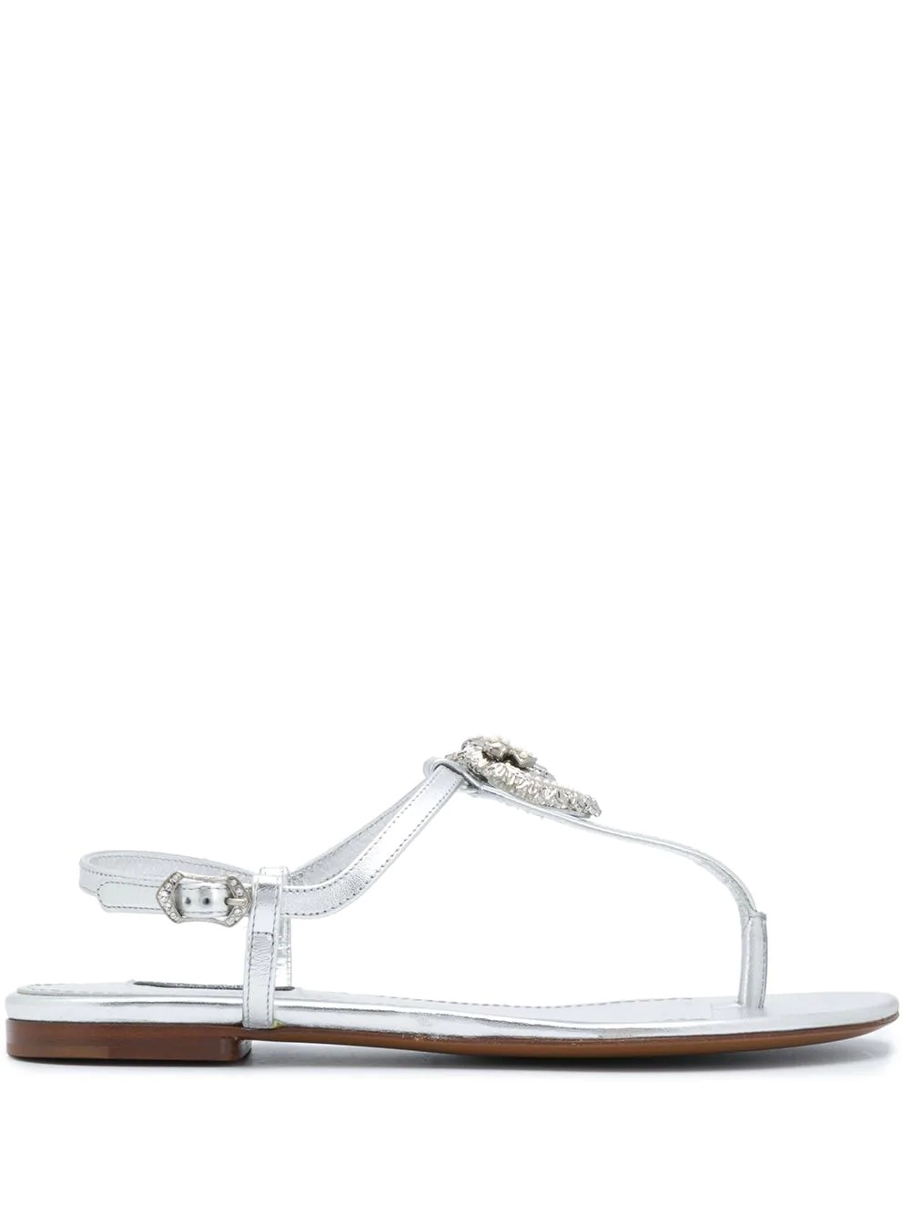 metallic strappy leather sandals - 1