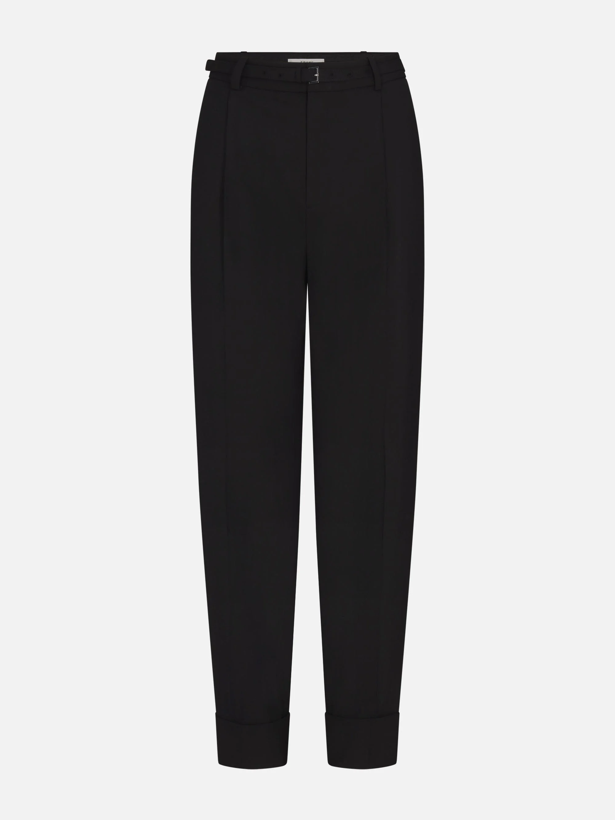 The Cuffed Pleated Trouser in Black - 1