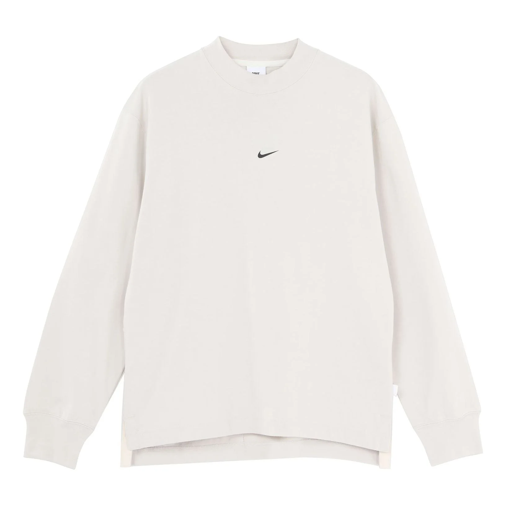 Men's Nike Logo Pattern Loose Round Neck Long Sleeves Autumn Beige T-Shirt DD7029-072 - 1