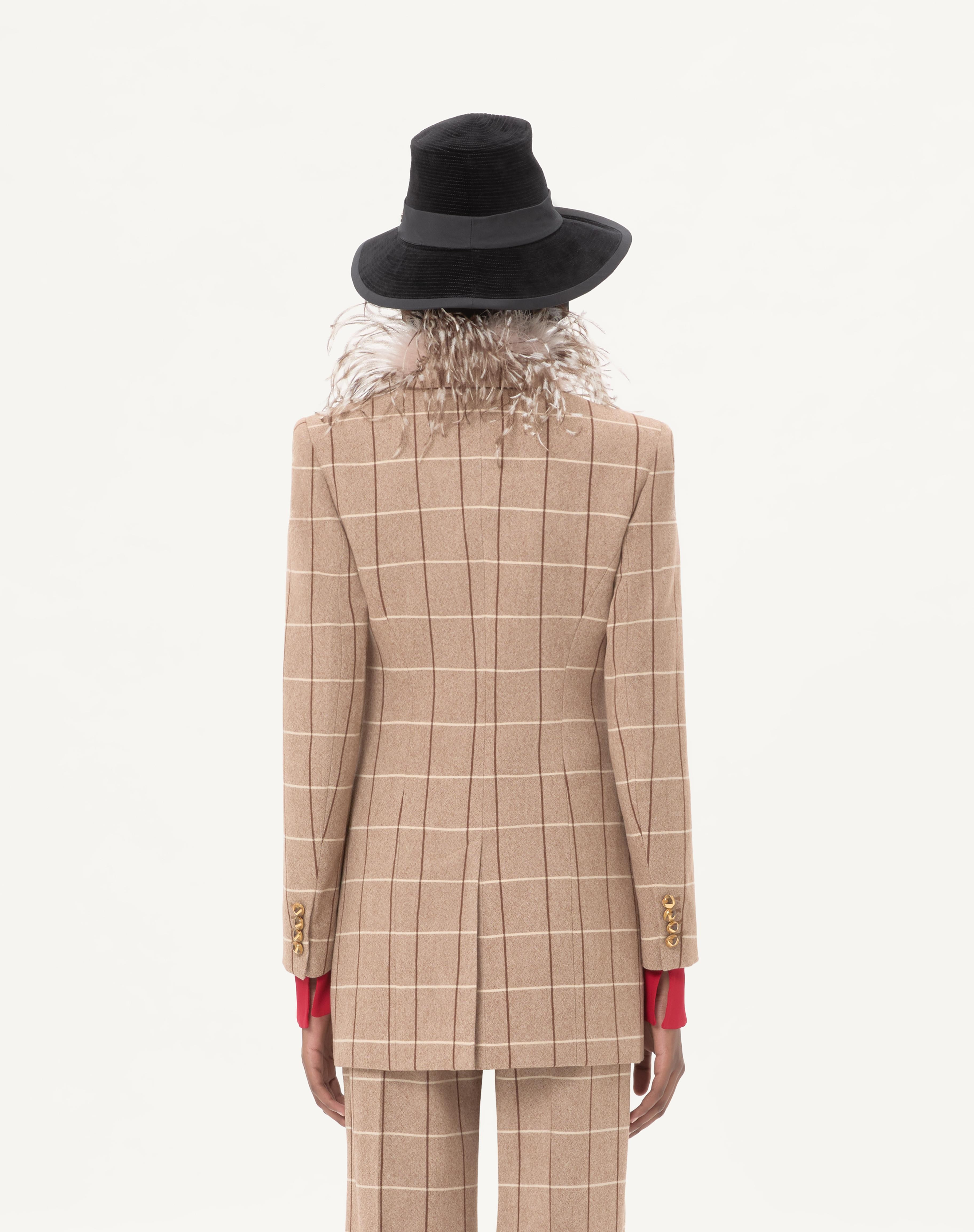 DOUBLE-BREASTED WOOL BLAZER WITH WINDOWPANE PATTERN - 6
