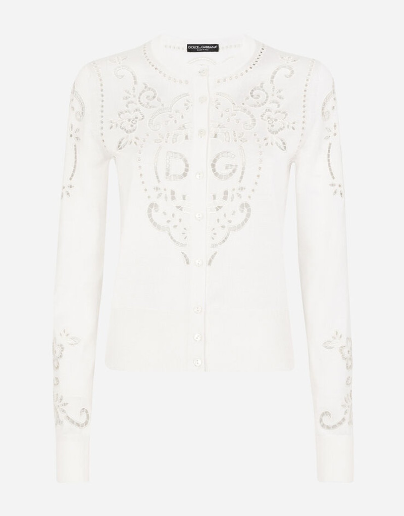 Silk cardigan with DG openwork embroidery 1