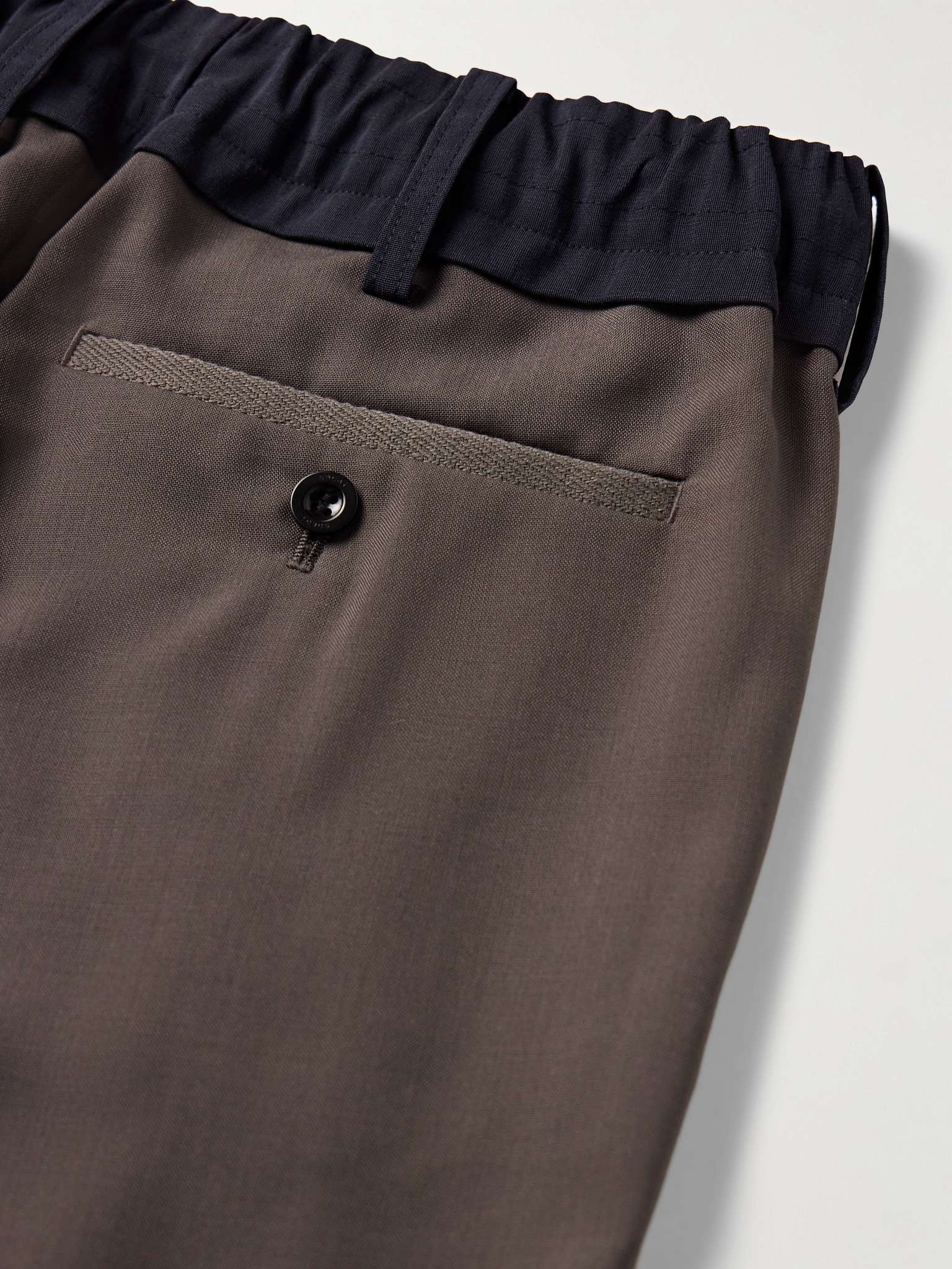 Slim-Leg Pleated Colour-Block Woven Drawstring Trousers - 5