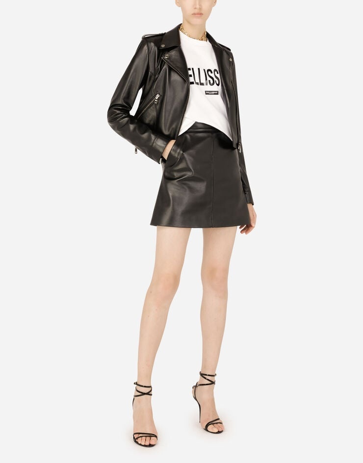 Leather biker jacket with tab details - 6