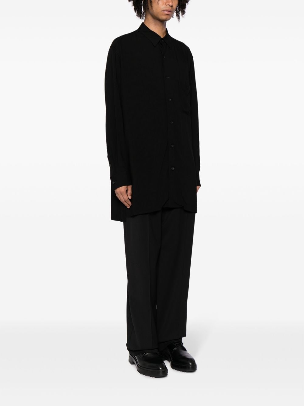 classic-collar button-up shirt - 3