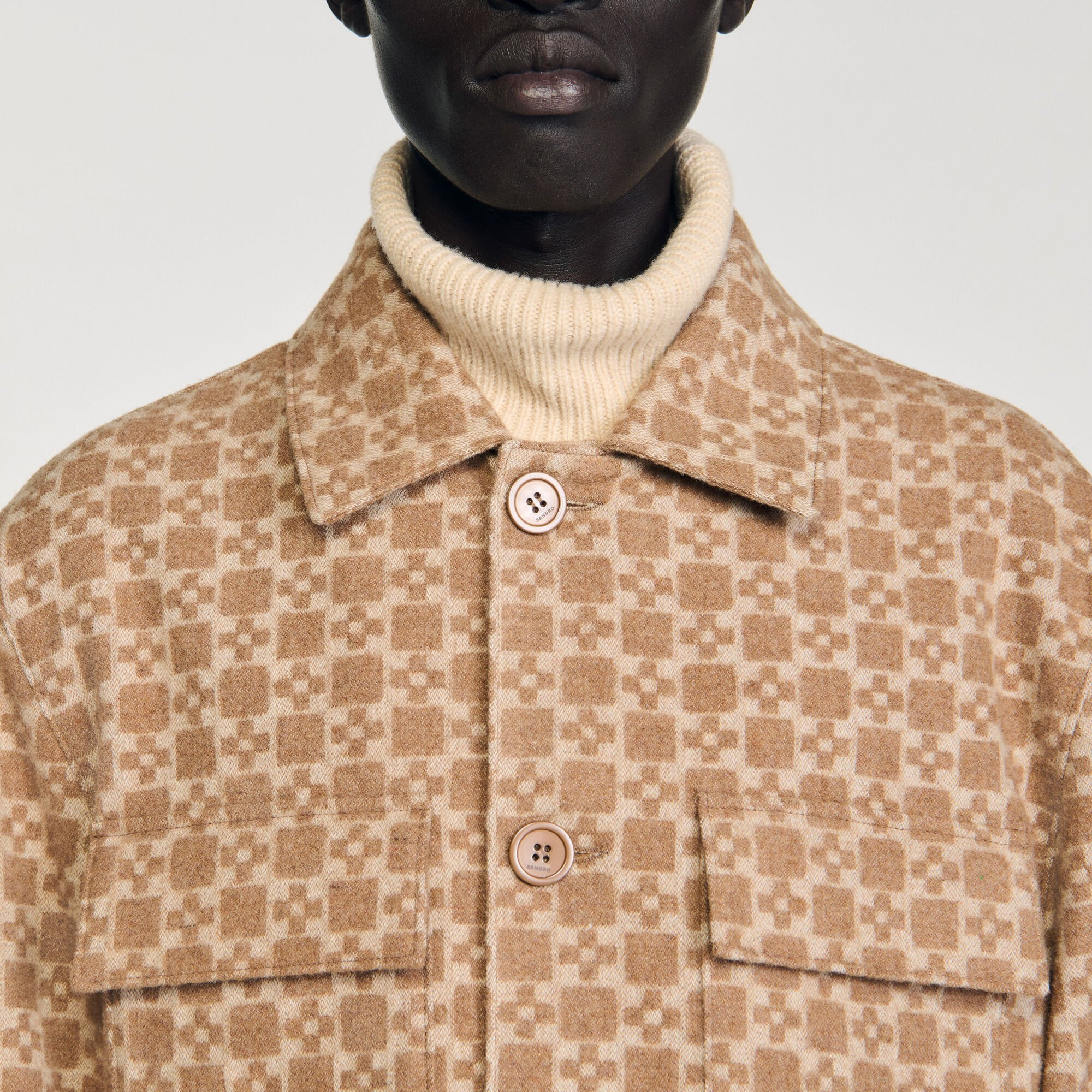 SQUARE CROSS JACQUARD OVERSHIRT - 3