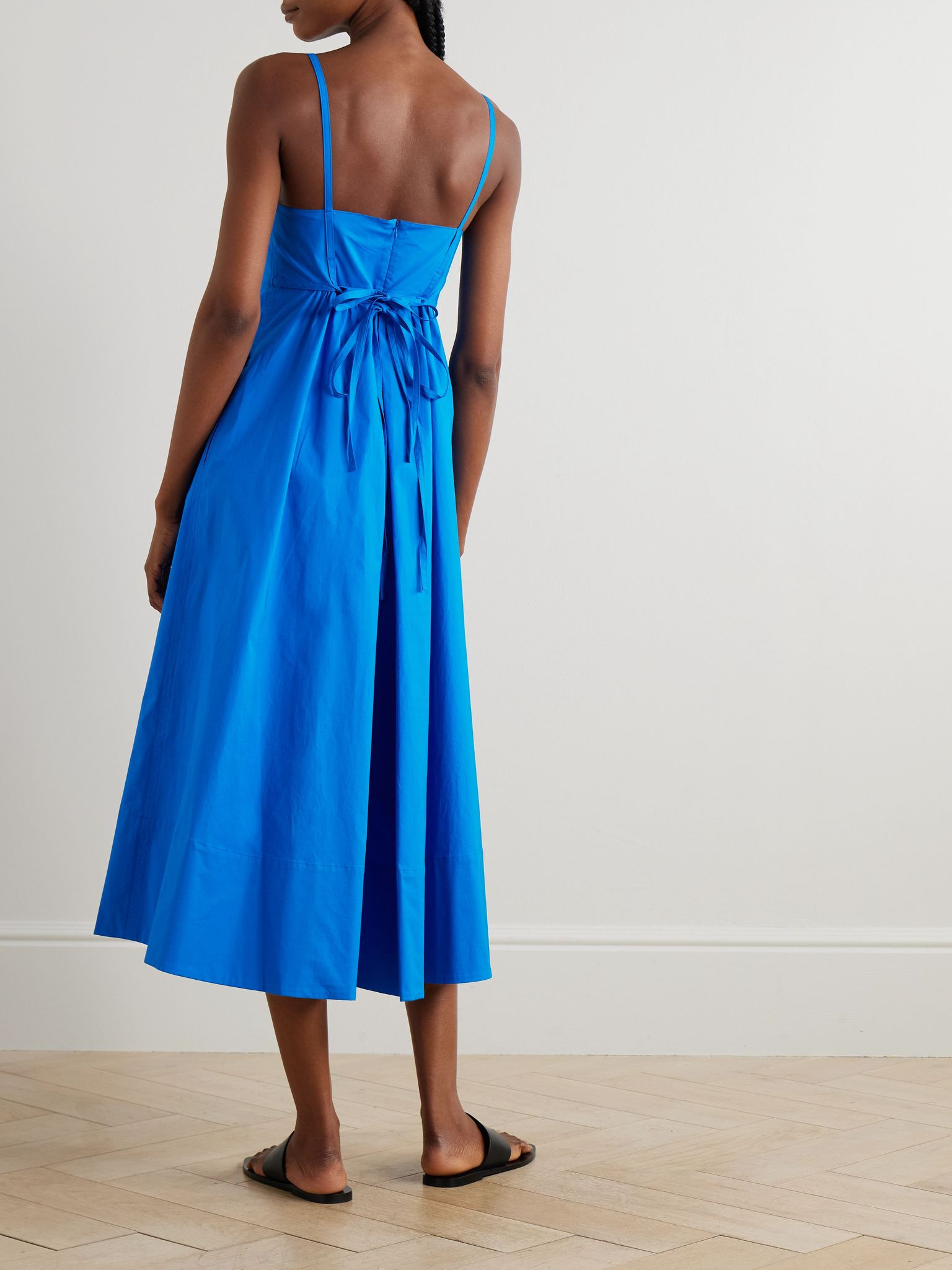 Barker gathered cotton-blend poplin midi dress Blue - 3