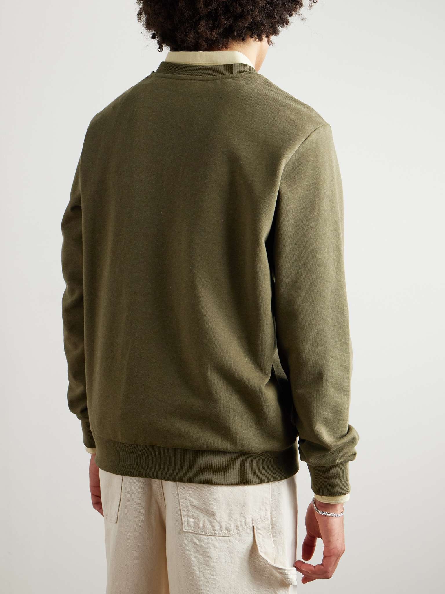 Logo-Embroidered Cotton-Blend Jersey Sweatshirt - 3