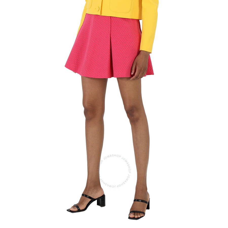 Moschino Fuschia Polka-Dot Tweed Mini Skirt - 4