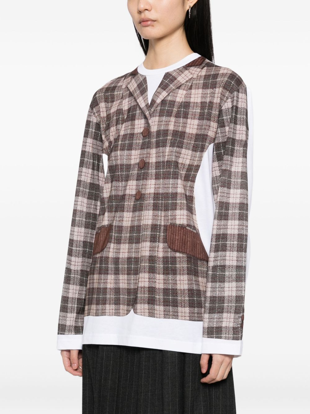 checked cotton T-shirt - 3