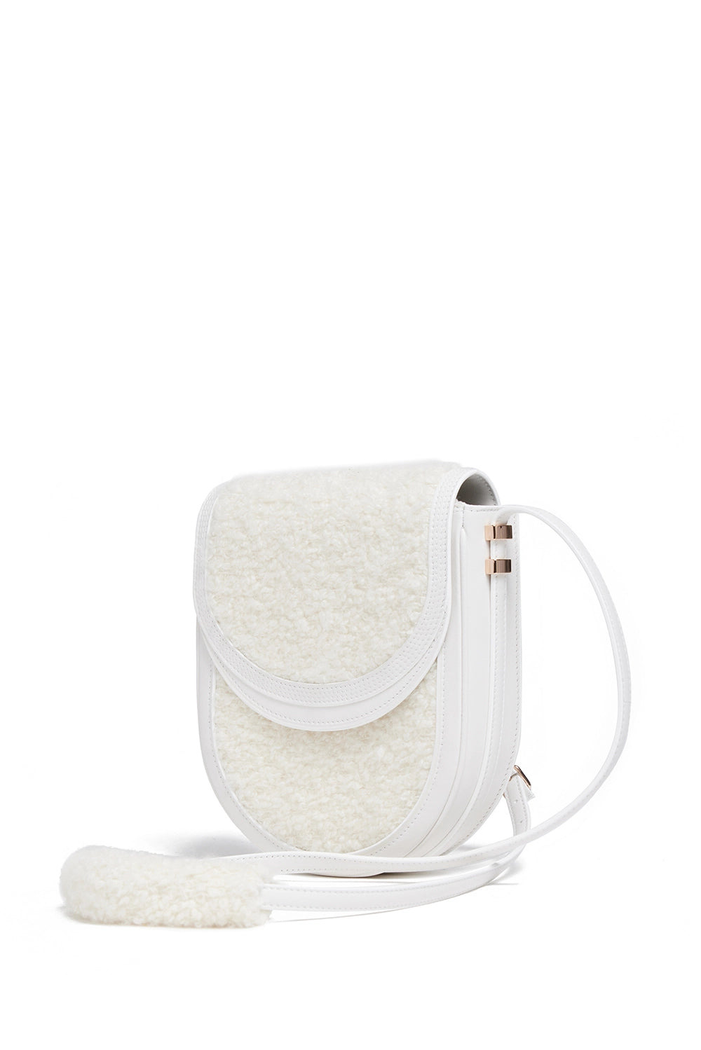 Tina Crossbody Bag in Ivory Nappa Leather with Cashmere Boucle - 3