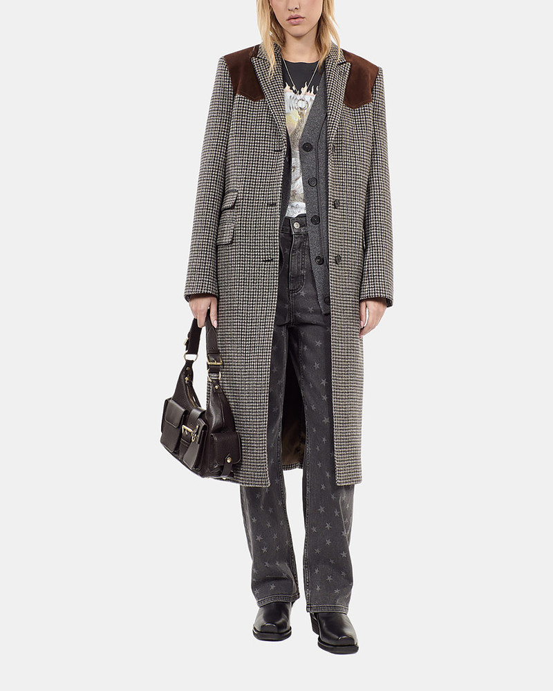 LONG BLACK AND WHITE HOUNDSTOOTH COAT 4