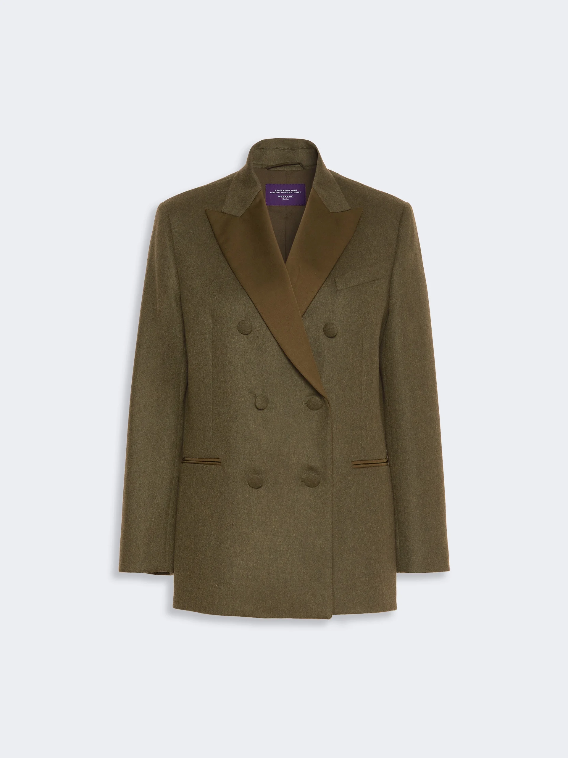 WKSGIOSTRA Mélange wool double-breasted blazer - MOSS GREEN - 1
