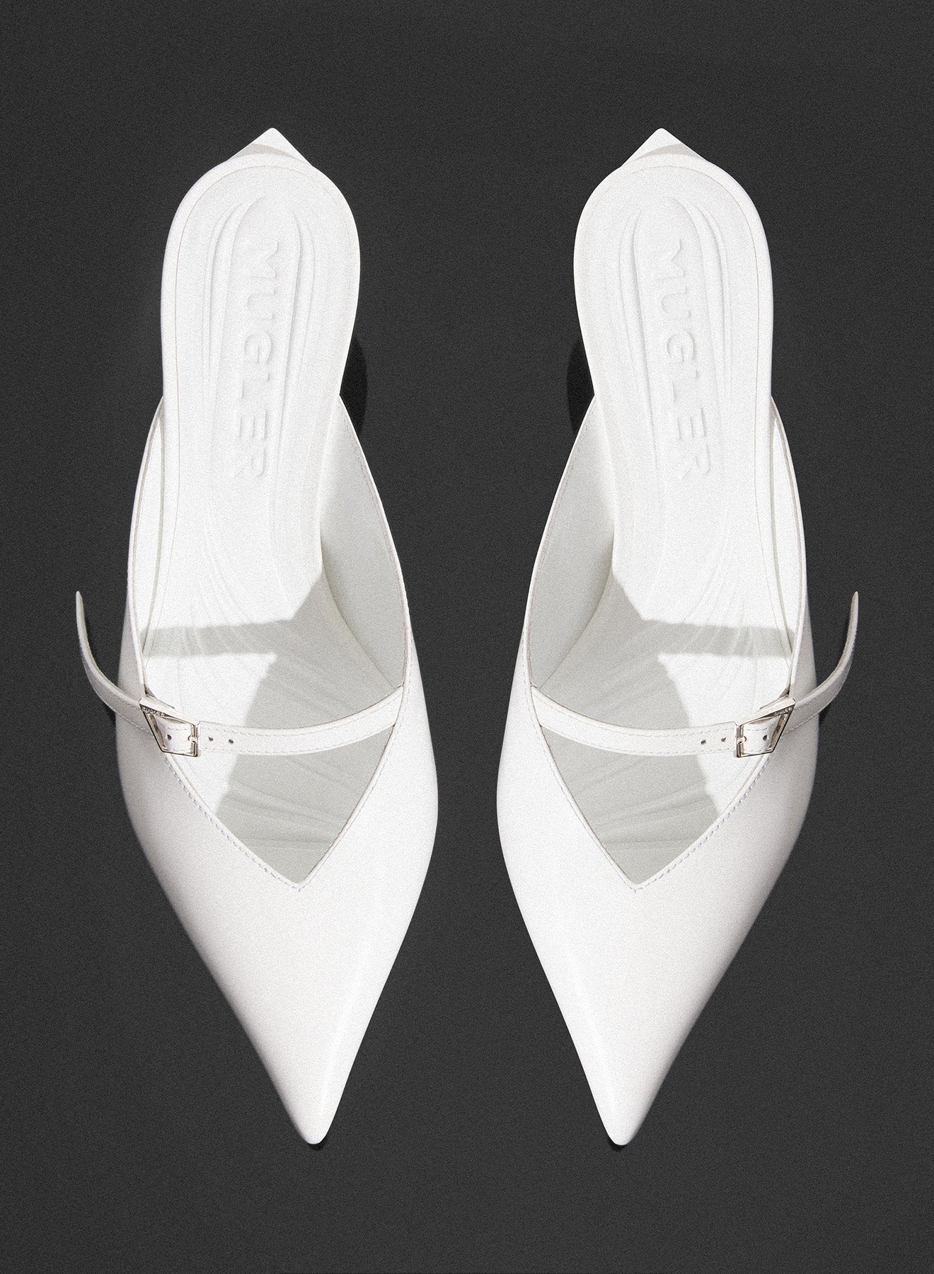 white Fang 55 mules with strap - 4