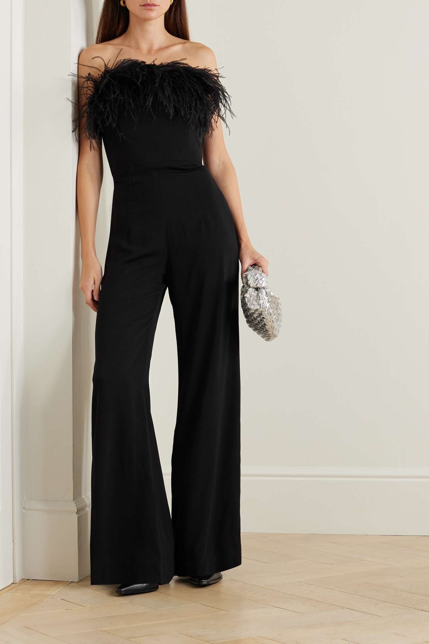 Taree feather-trimmed crepe jumpsuit - 2