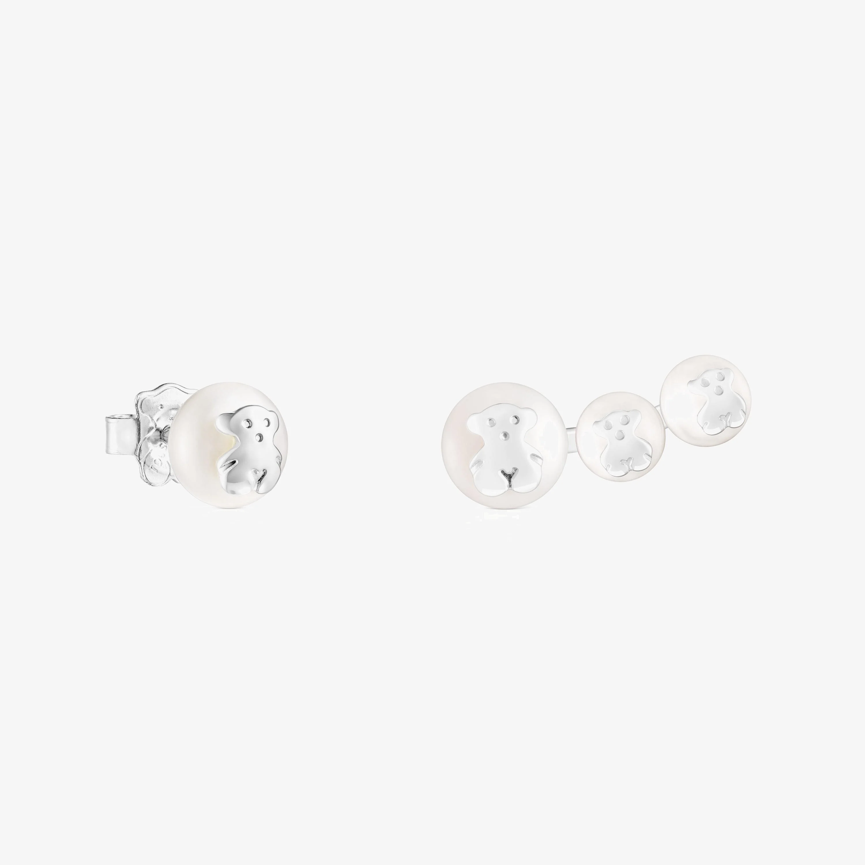 Silver and Pearl Icon Pearl Earrings - 1