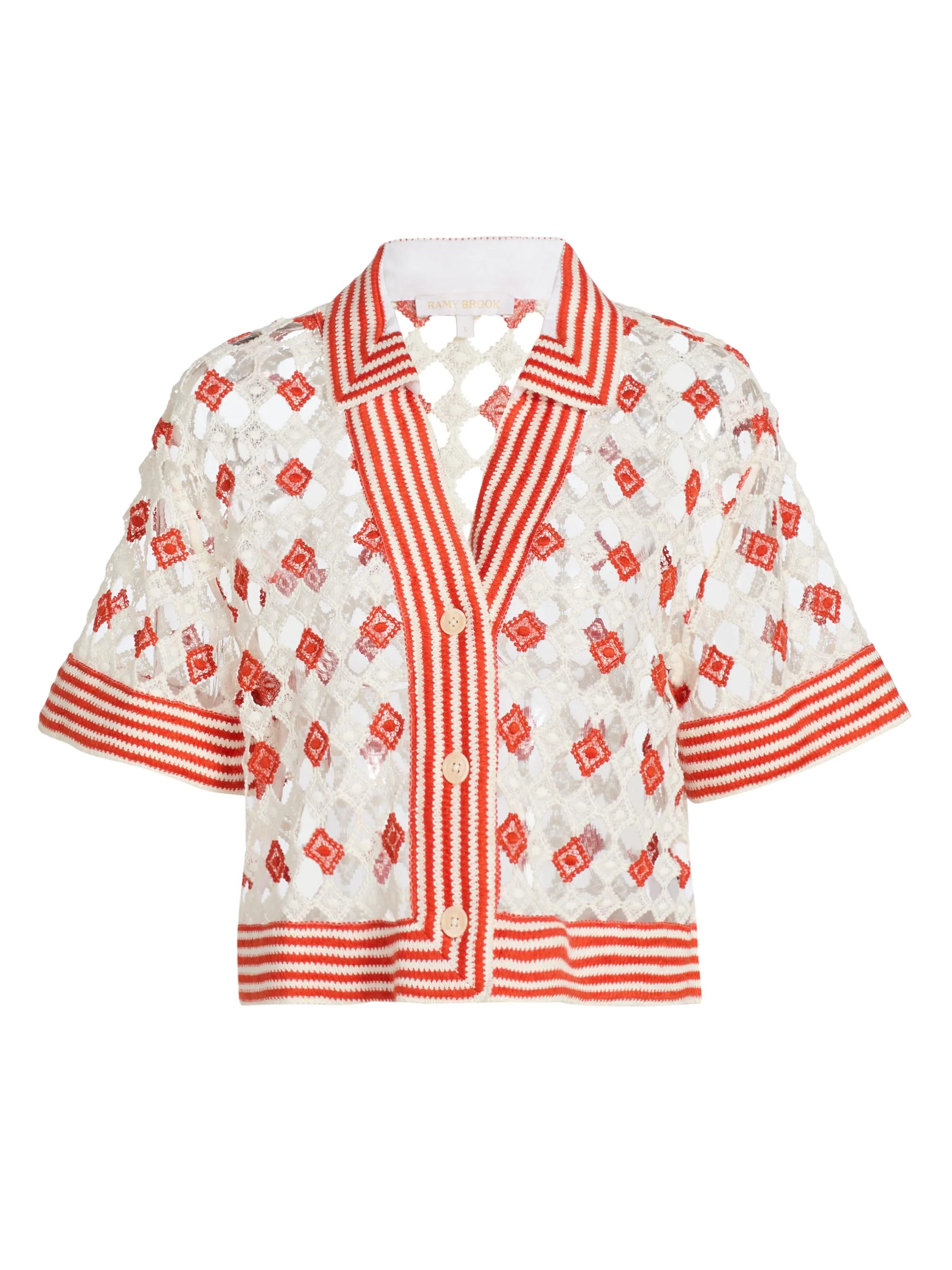 Women's Betty Geometric Open-Knit Shirt - Flame Sandstone - 1