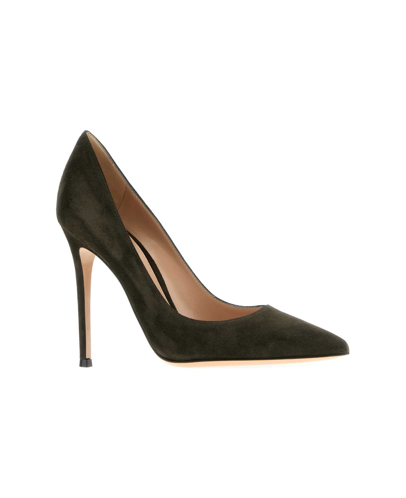 Bottle Green Suede Pumps - 2