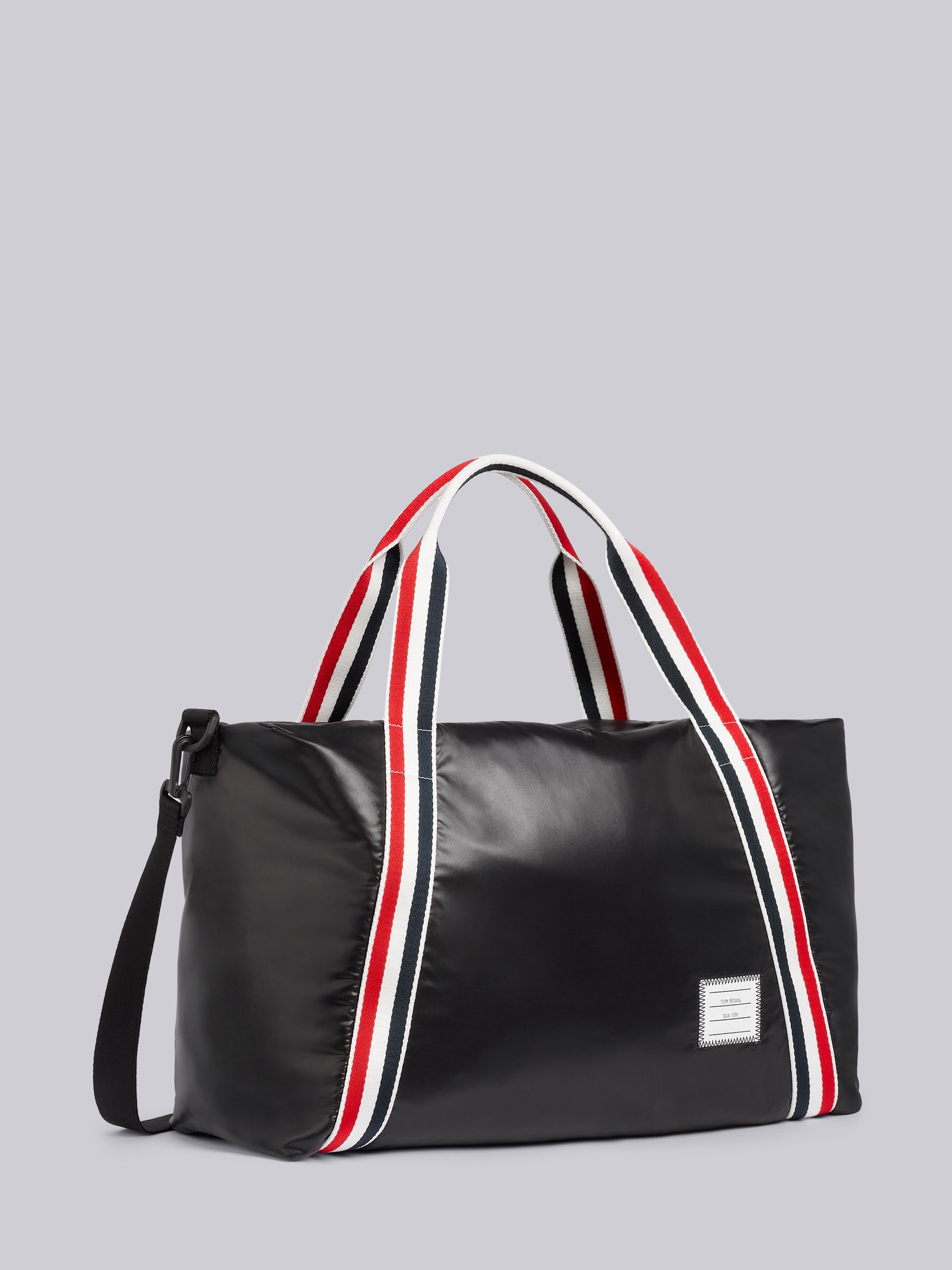 Black Ripstop Tricolor Webbing Crossbody Weekend Bag - 4