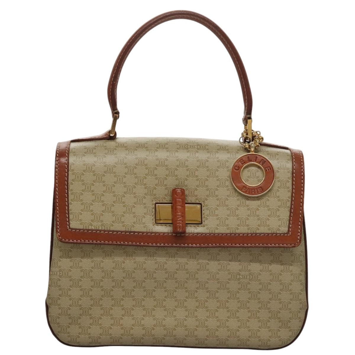 CELINE Macadam Canvas Hand Bag Beige Gold - 13