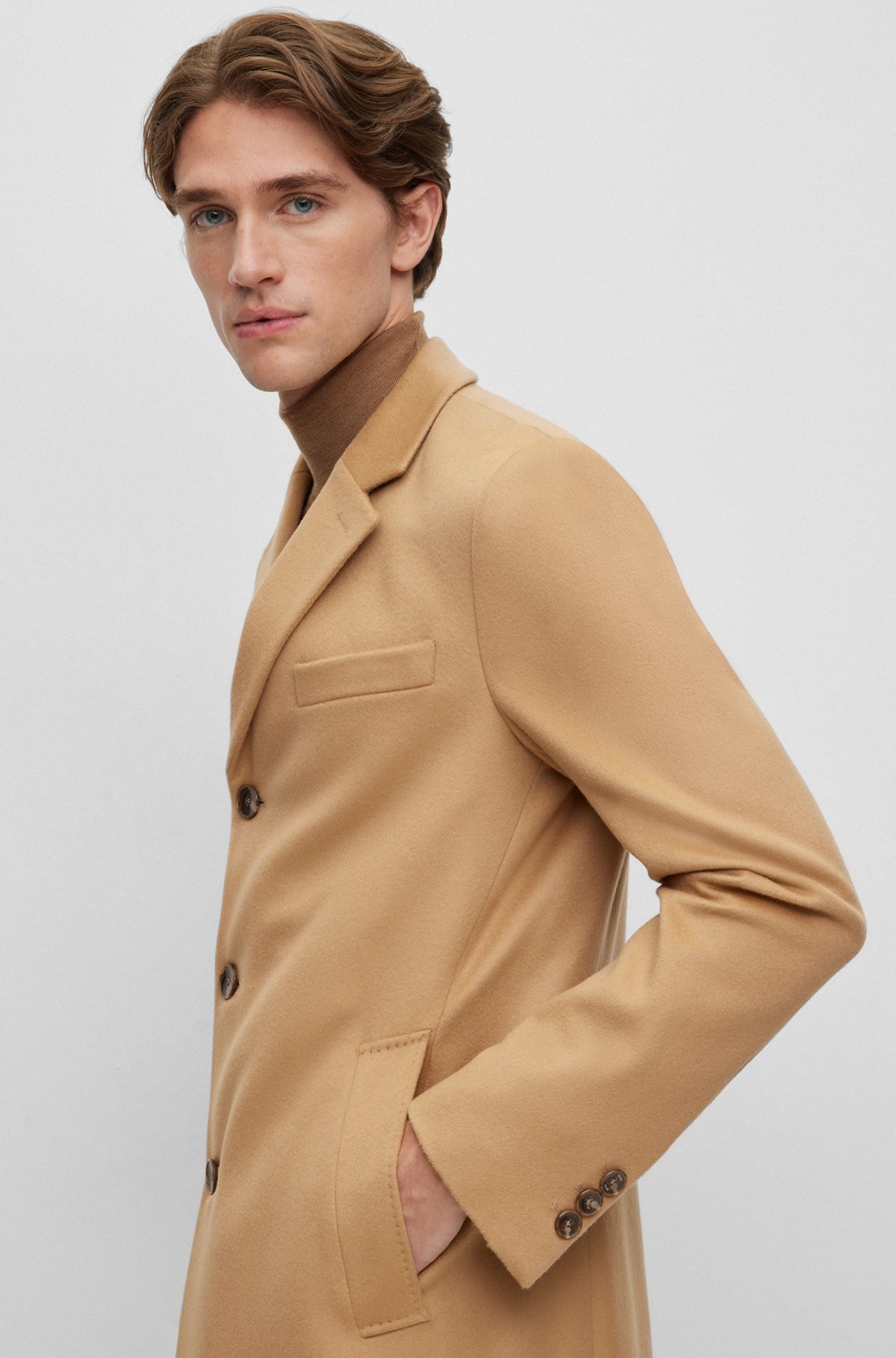 SLIM-FIT COAT IN VIRGIN WOOL AND CASHMERE - 6