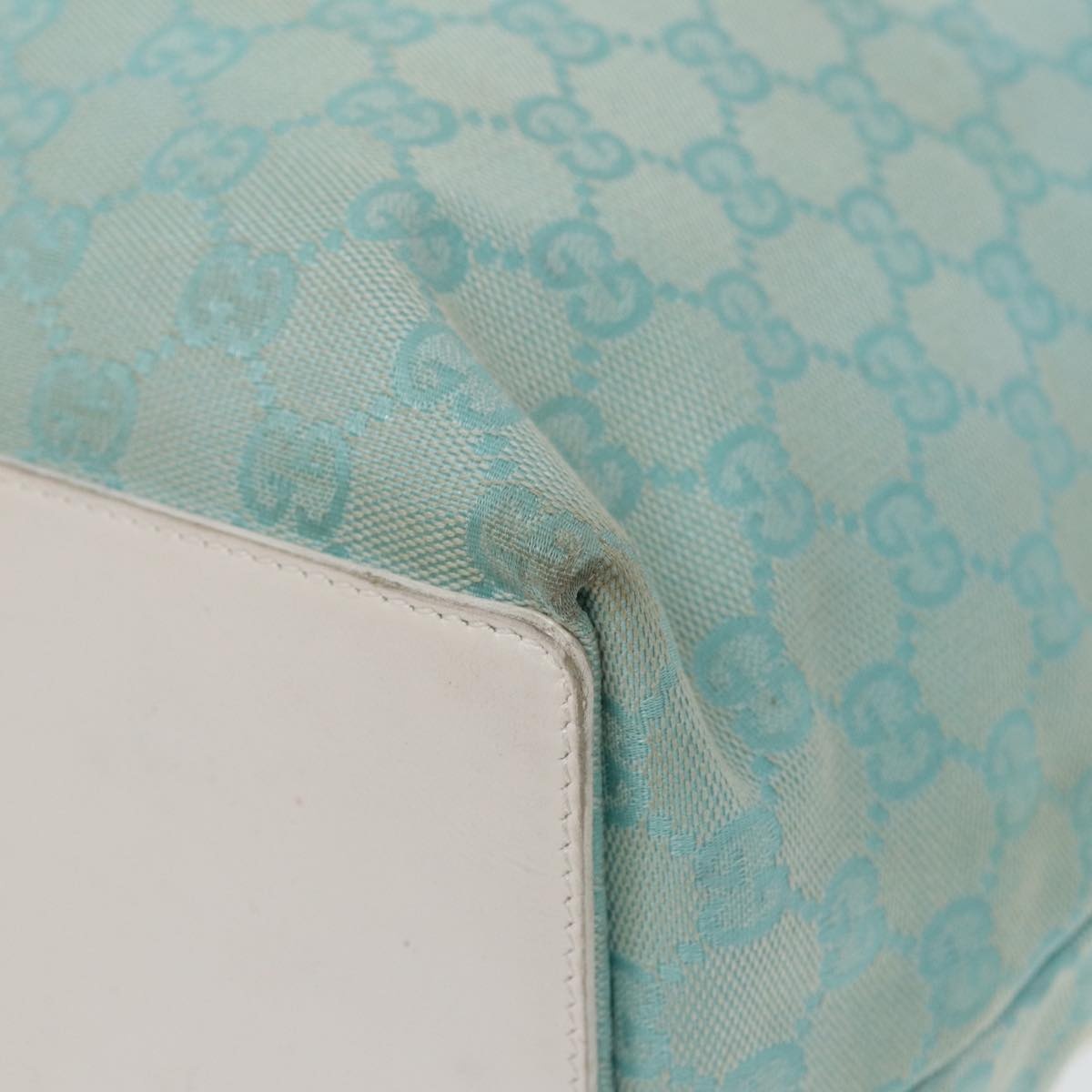 GUCCI GG Canvas Tote Bag Light Blue White Gold 002 002 - 10