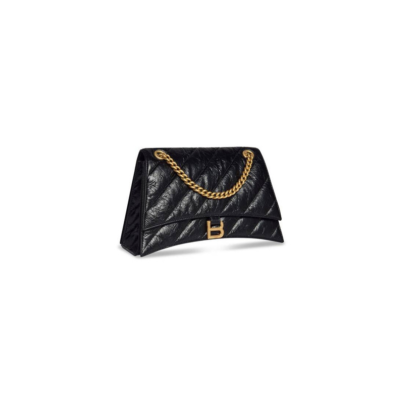 BALENCIAGA Women's Crush Medium Chain Bag Quilted  in Black outlook