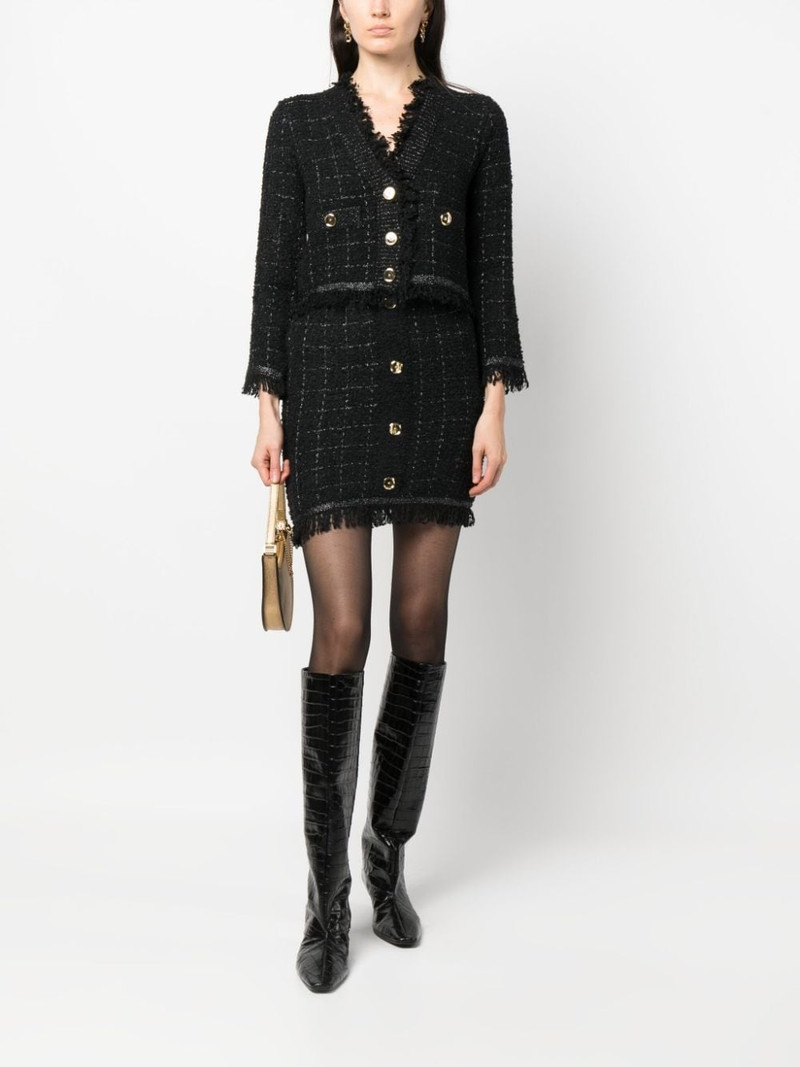 PINKO Girino basket-weave fringed miniskirt outlook